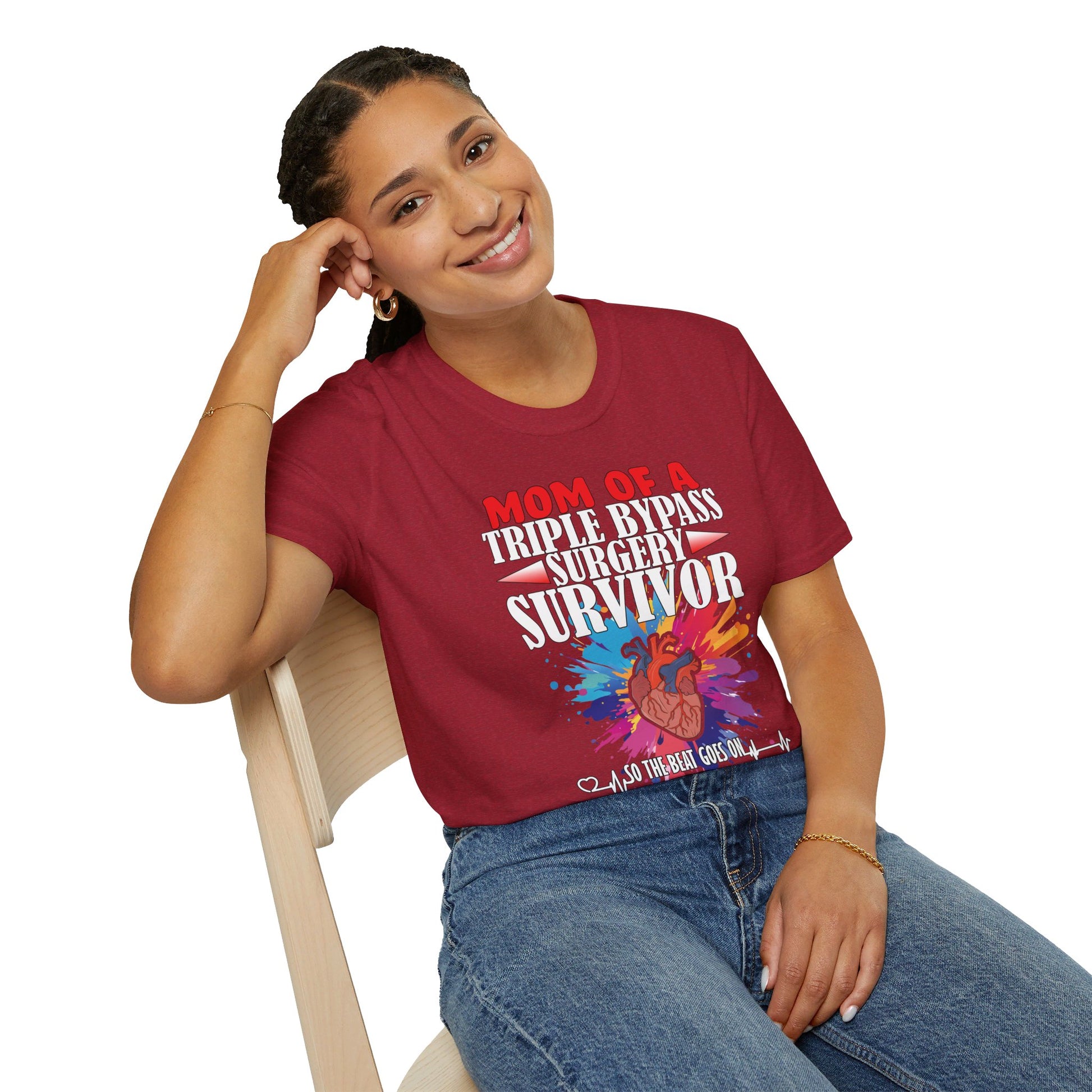Mom of a Triple Bypass Surgery Survivor - Unisex Softstyle T-Shirt - OCDandApparel