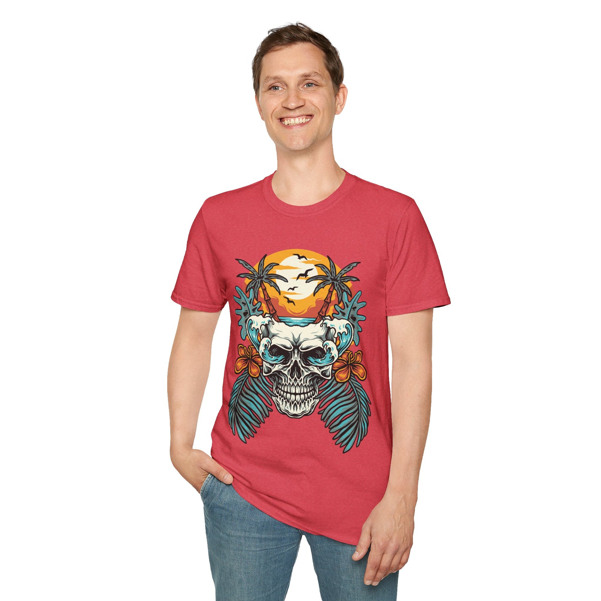 Summer Beach Skull - Unisex Softstyle T-Shirt - OCDandApparel