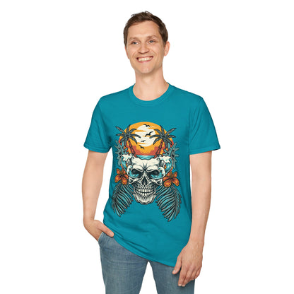 Summer Beach Skull - Unisex Softstyle T-Shirt - OCDandApparel