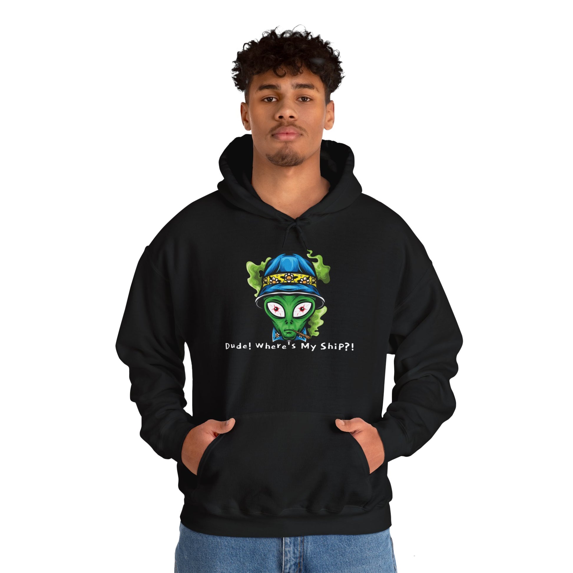 Smokin Alien - Dude, Where's My Ship? - Unisex Heavy Blend™ Hooded Sweatshirt - OCDandApparel
