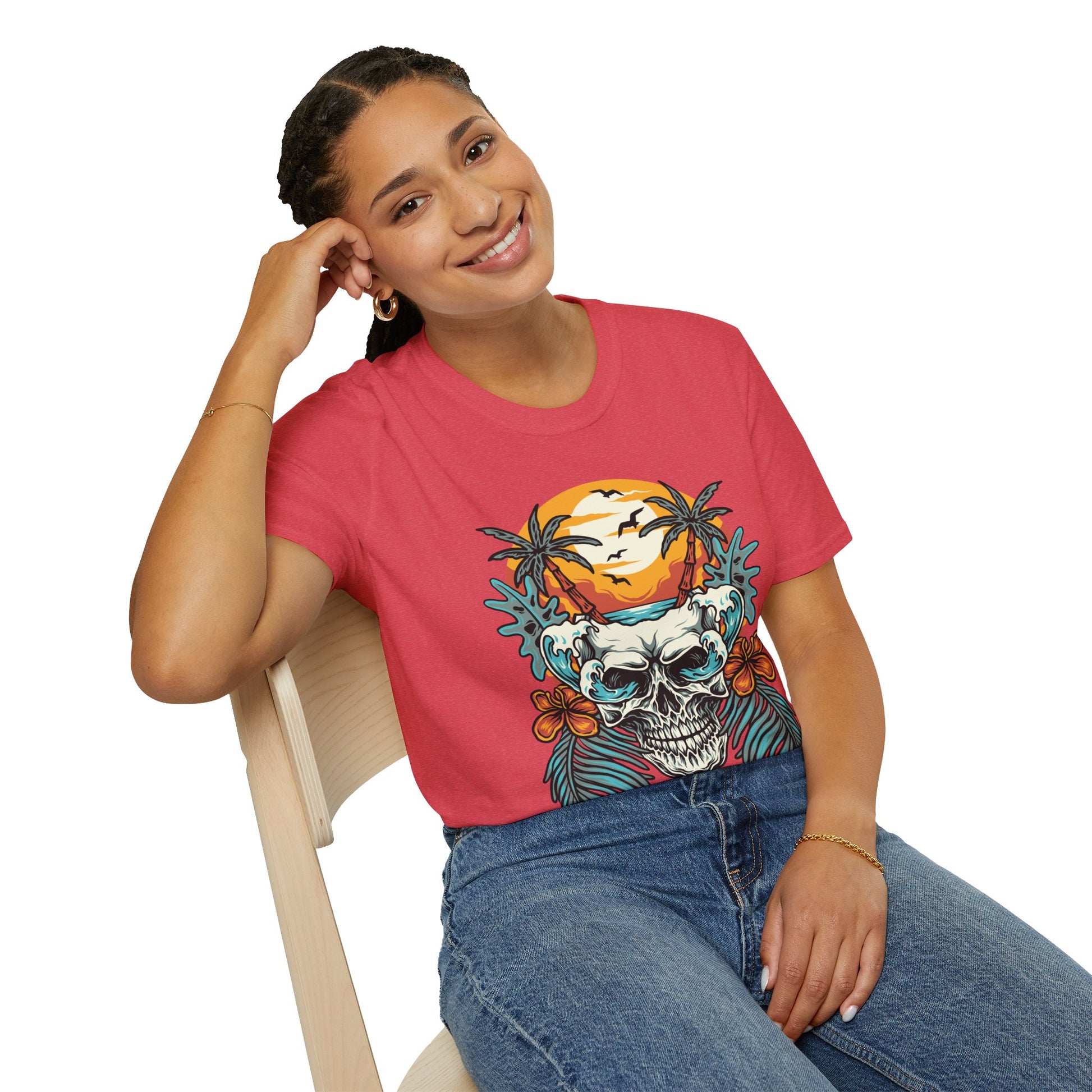 Summer Beach Skull - Unisex Softstyle T-Shirt - OCDandApparel
