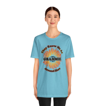 They Know Me As Grammie Around Here Sunflower - Unisex Jersey Short Sleeve Tee - OCDandApparel