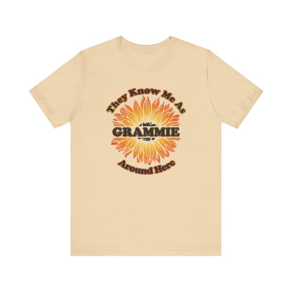 They Know Me As Grammie Around Here Sunflower - Unisex Jersey Short Sleeve Tee - OCDandApparel