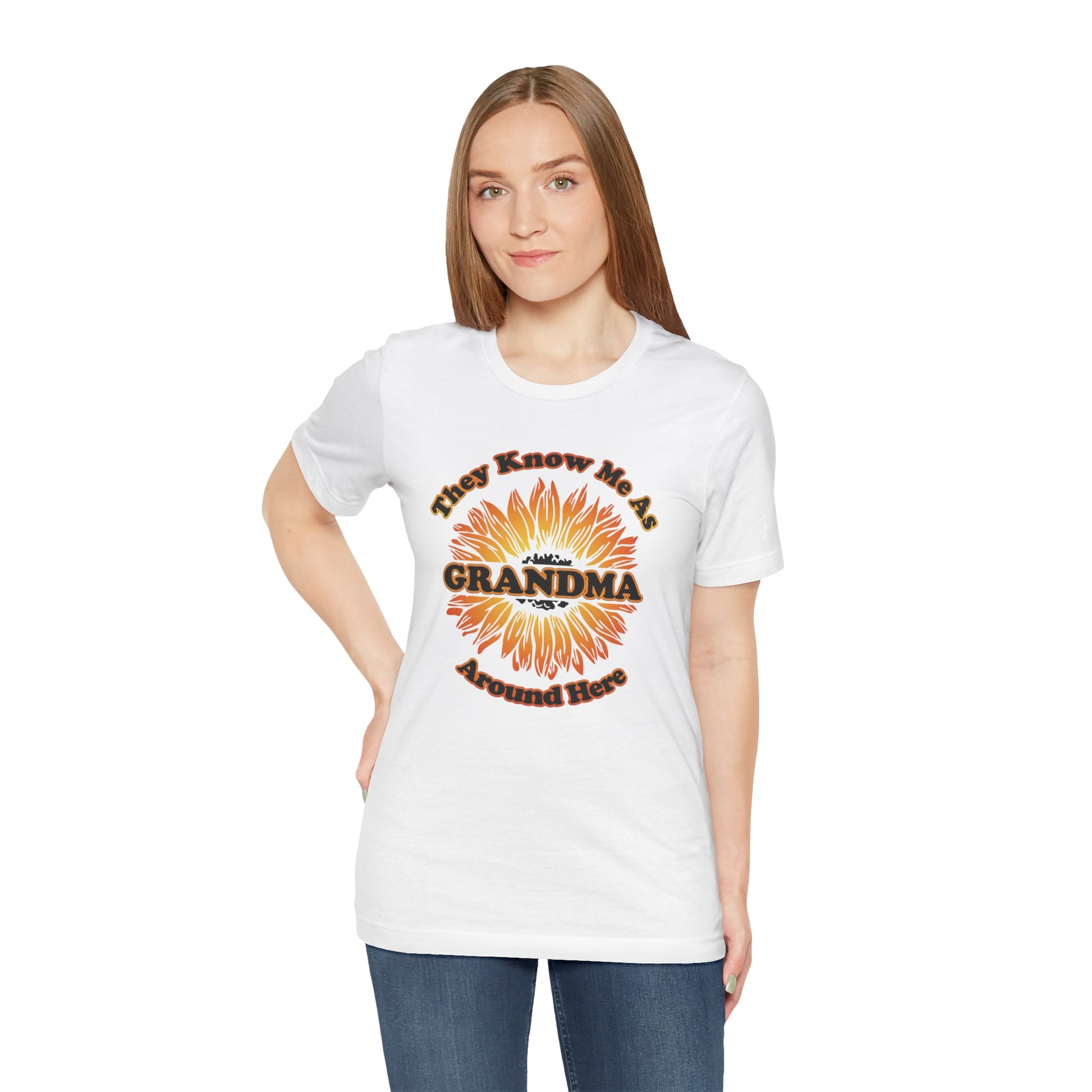 They Know Me As Grandma Around Here Sunflower - Unisex Jersey Short Sleeve Tee - OCDandApparel