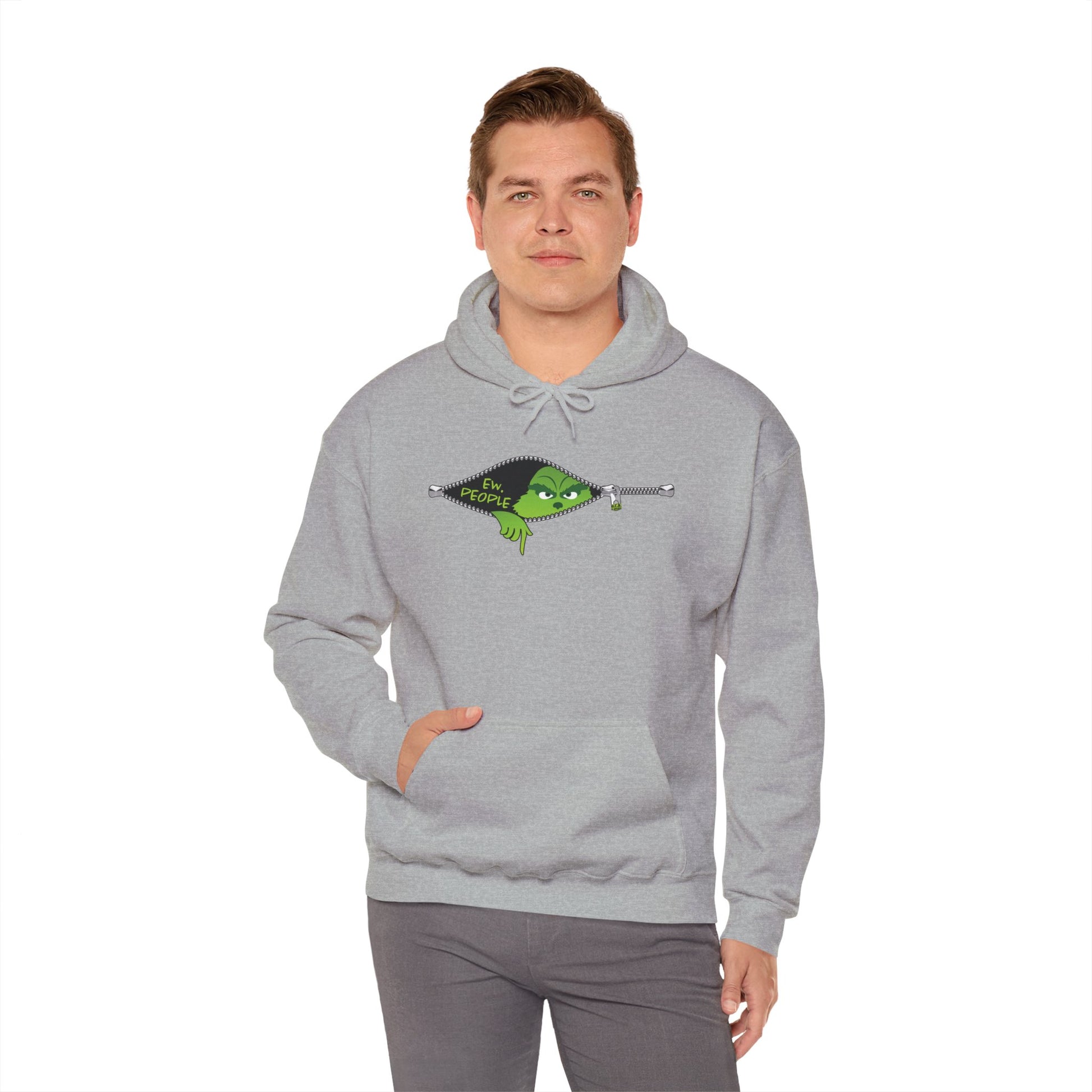 "Ew. People." Grinch Hoodie - Unisex Heavy Blend™ Hooded Sweatshirt - OCDandApparel