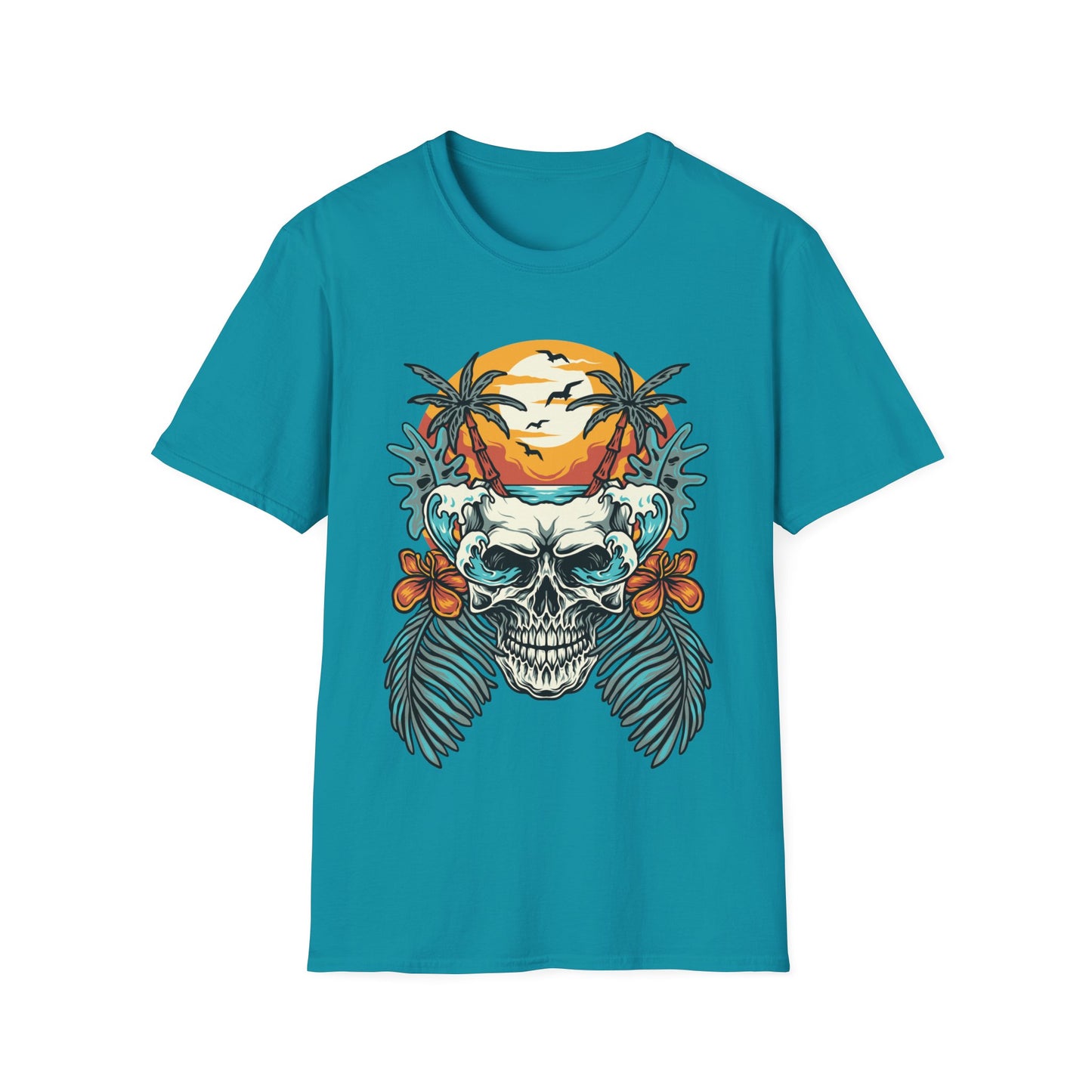 Summer Beach Skull - Unisex Softstyle T-Shirt - OCDandApparel