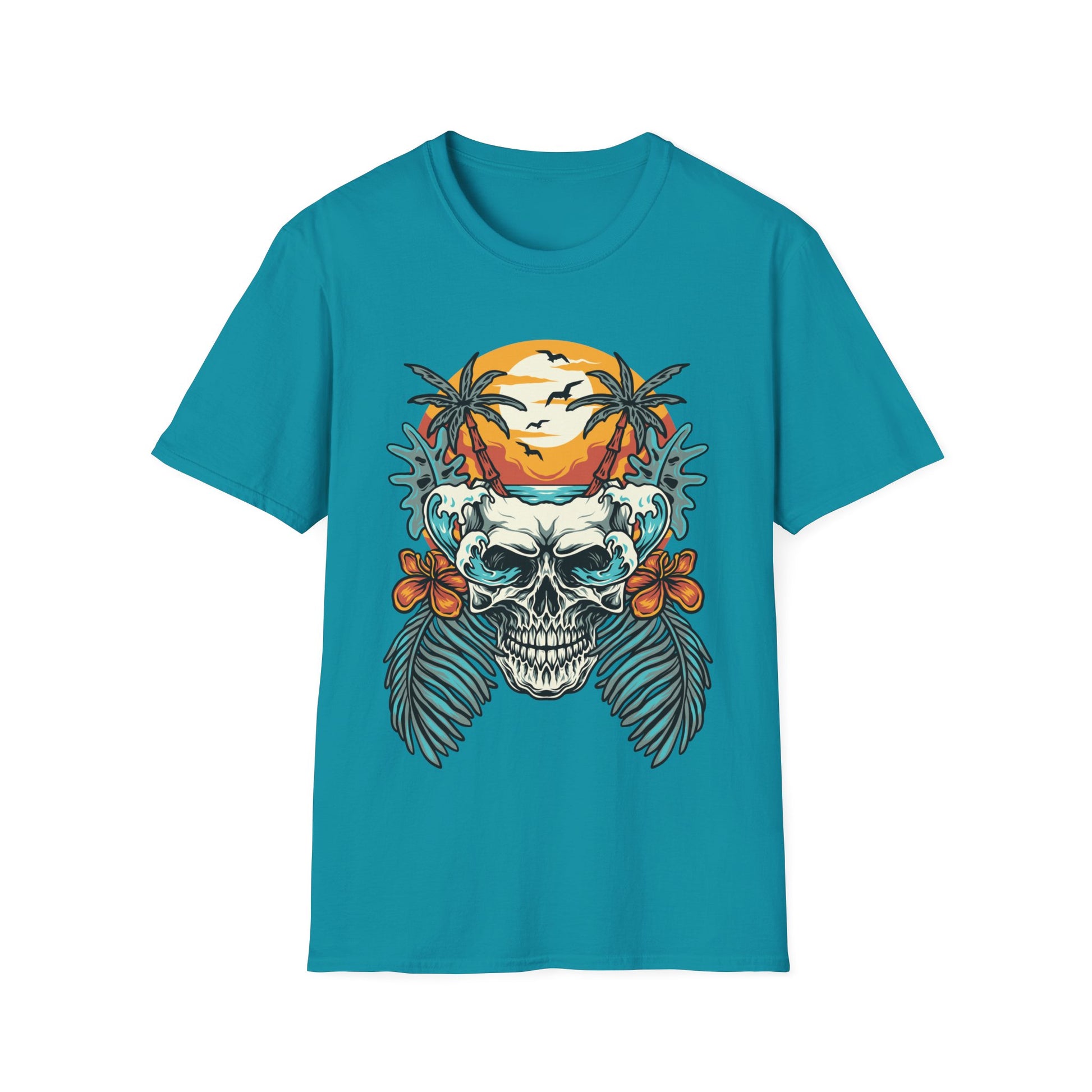 Summer Beach Skull - Unisex Softstyle T-Shirt - OCDandApparel