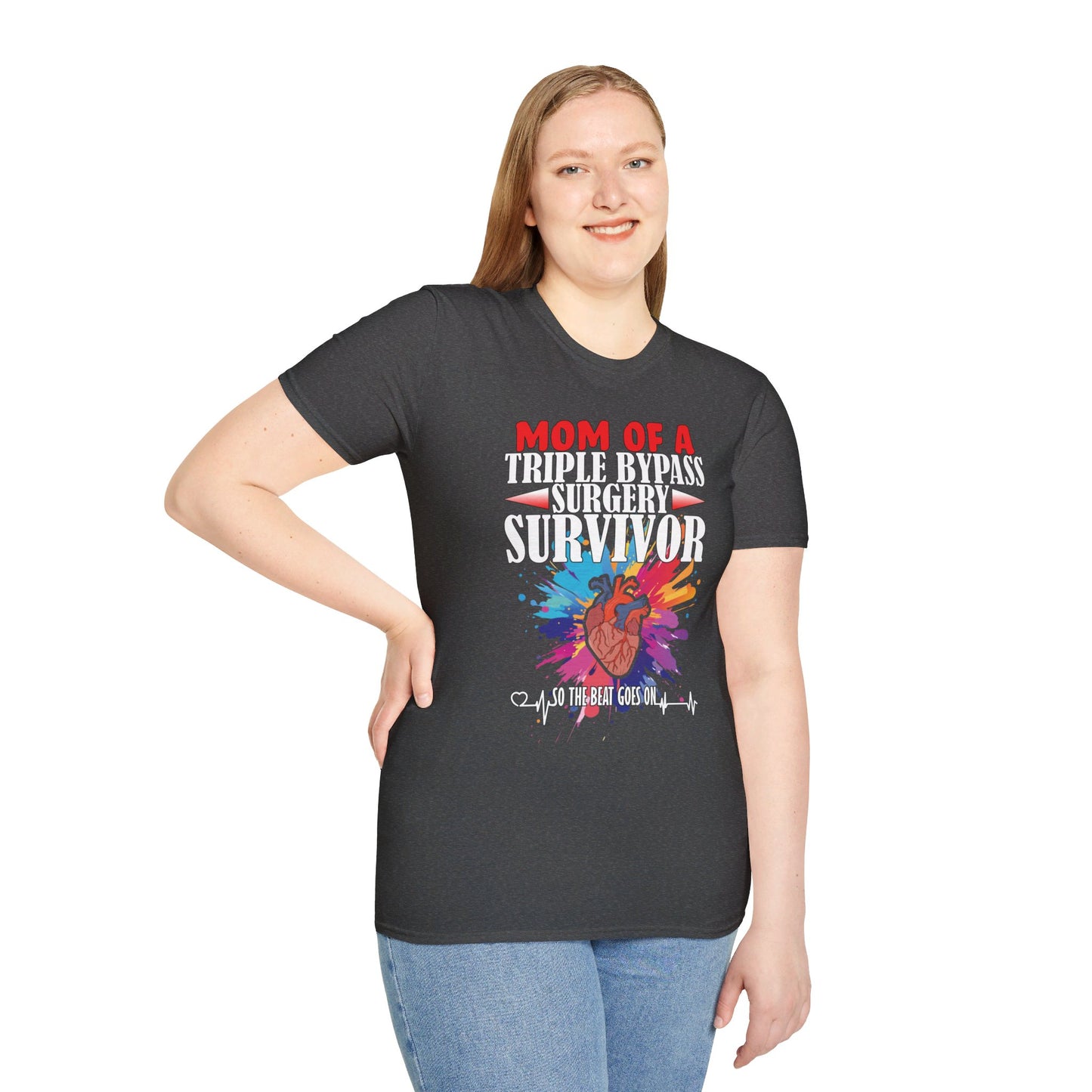 Mom of a Triple Bypass Surgery Survivor - Unisex Softstyle T-Shirt - OCDandApparel