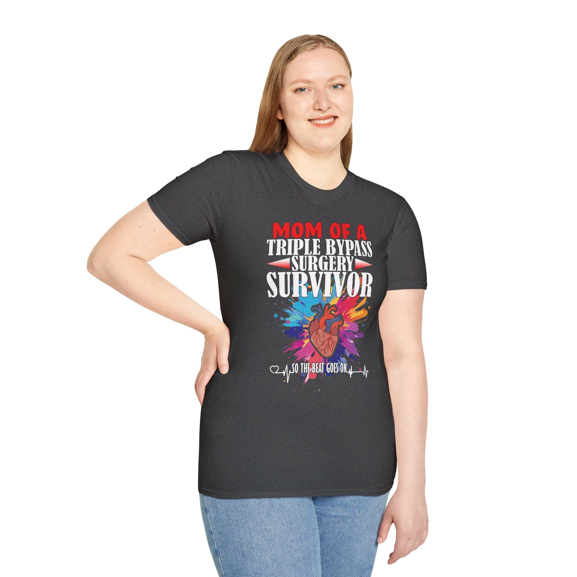 Mom of a Triple Bypass Surgery Survivor - Unisex Softstyle T-Shirt - OCDandApparel