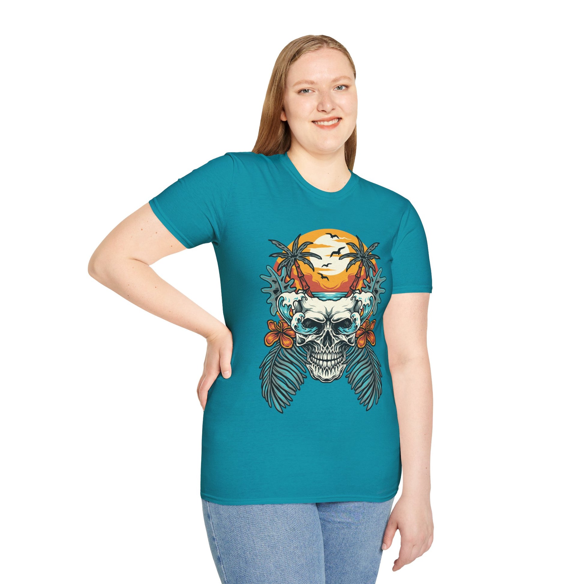 Summer Beach Skull - Unisex Softstyle T-Shirt - OCDandApparel
