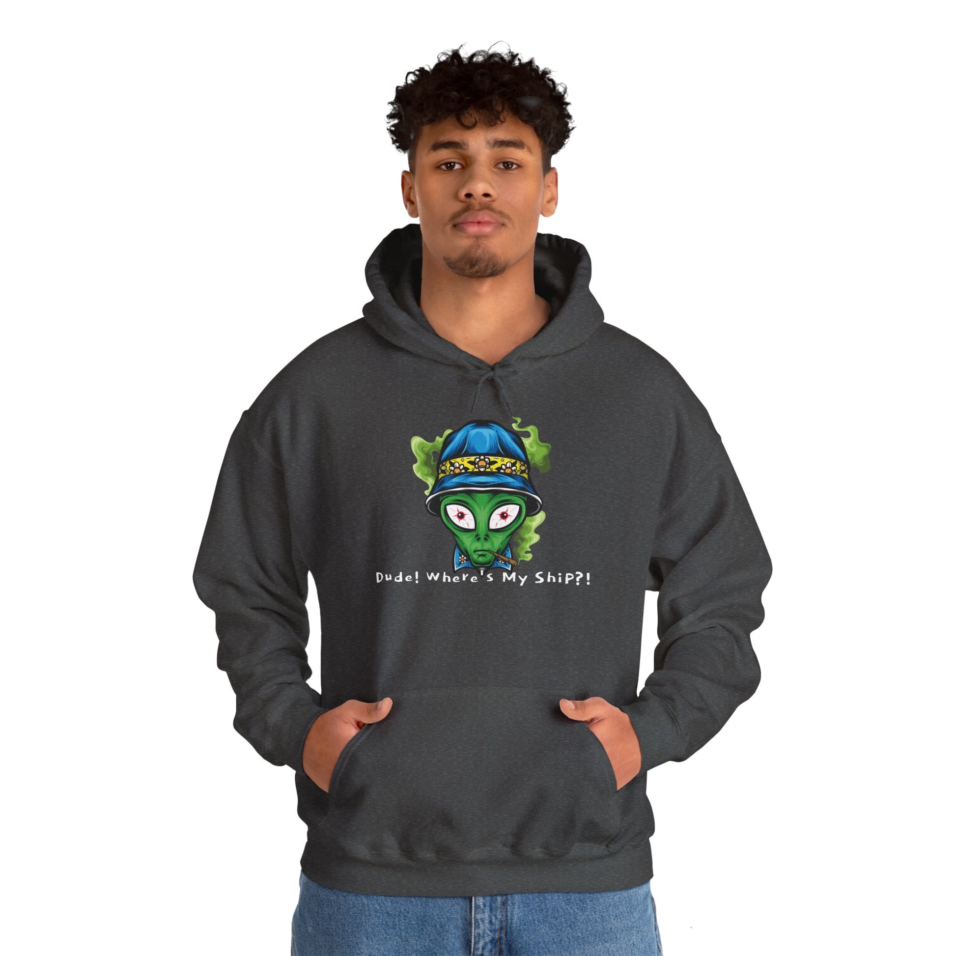 Smokin Alien - Dude, Where's My Ship? - Unisex Heavy Blend™ Hooded Sweatshirt - OCDandApparel