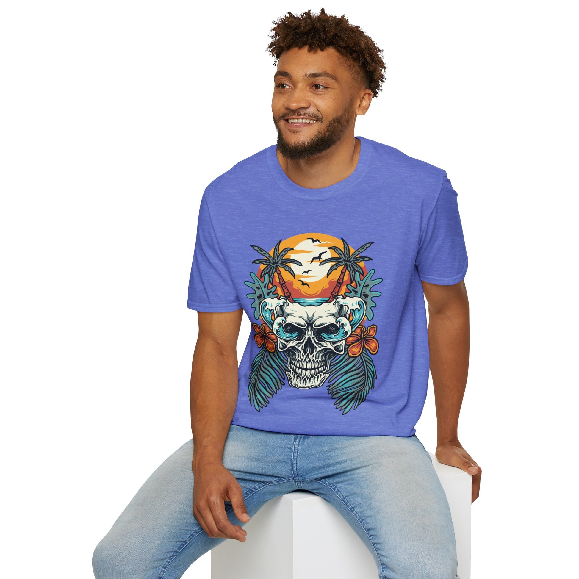 Summer Beach Skull - Unisex Softstyle T-Shirt - OCDandApparel