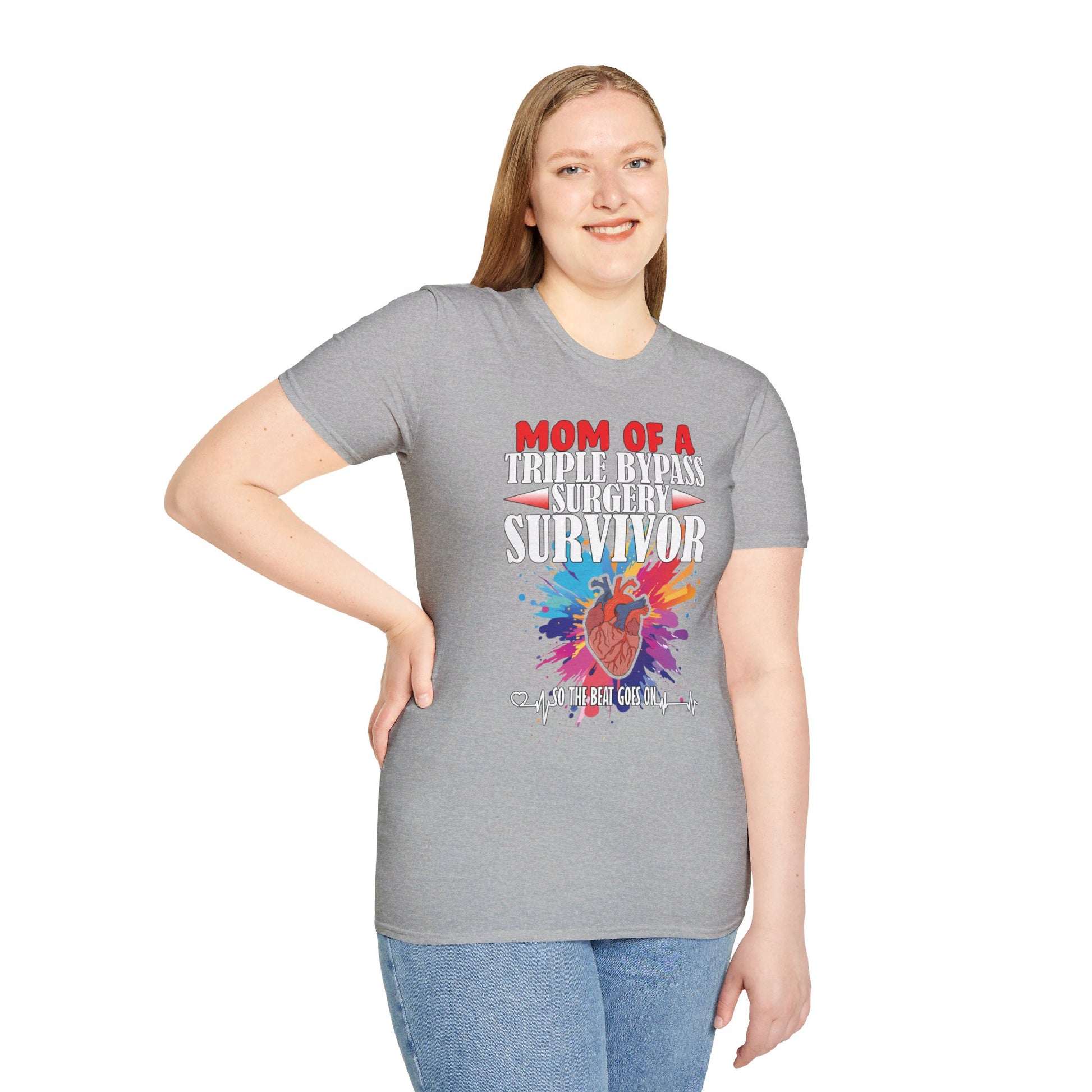 Mom of a Triple Bypass Surgery Survivor - Unisex Softstyle T-Shirt - OCDandApparel