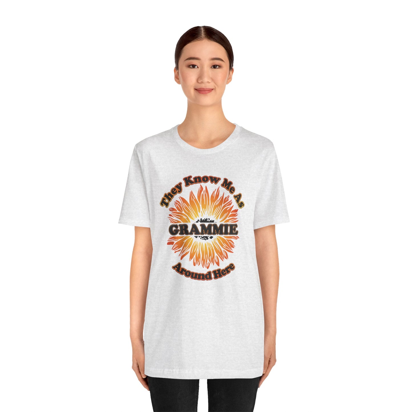They Know Me As Grammie Around Here Sunflower - Unisex Jersey Short Sleeve Tee - OCDandApparel