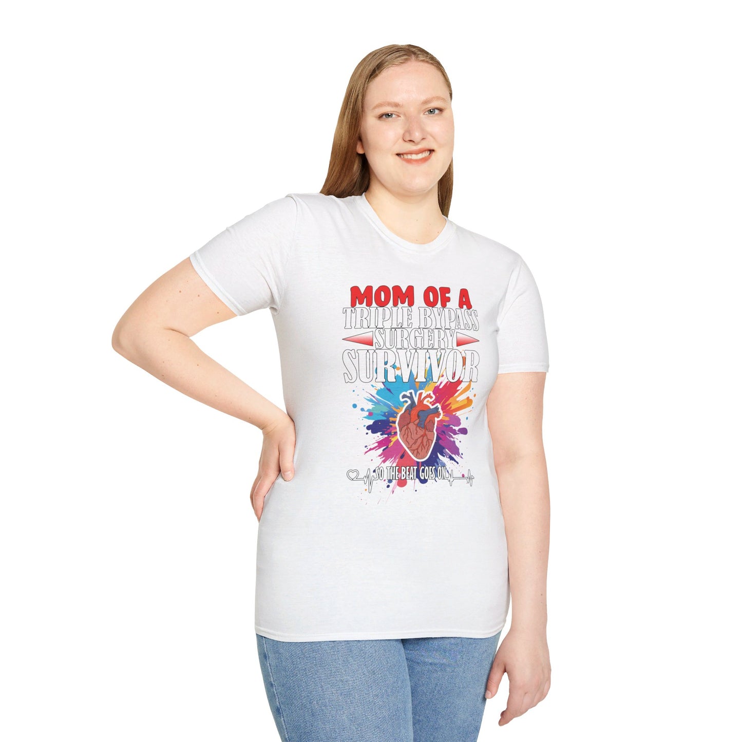 Mom of a Triple Bypass Surgery Survivor - Unisex Softstyle T-Shirt - OCDandApparel