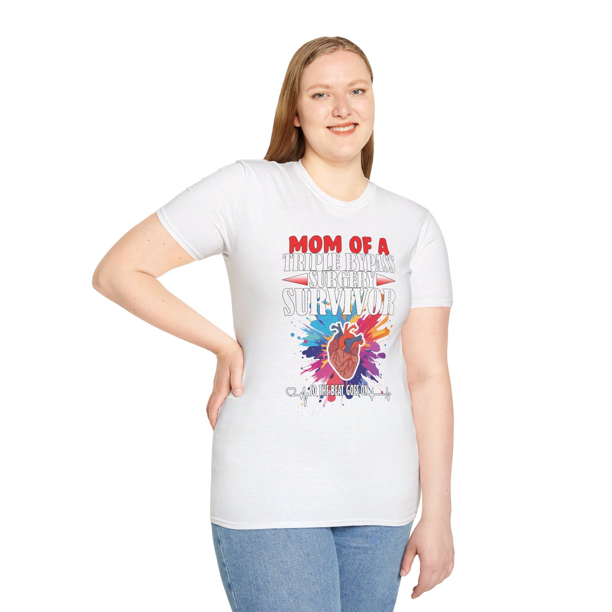 Mom of a Triple Bypass Surgery Survivor - Unisex Softstyle T-Shirt - OCDandApparel