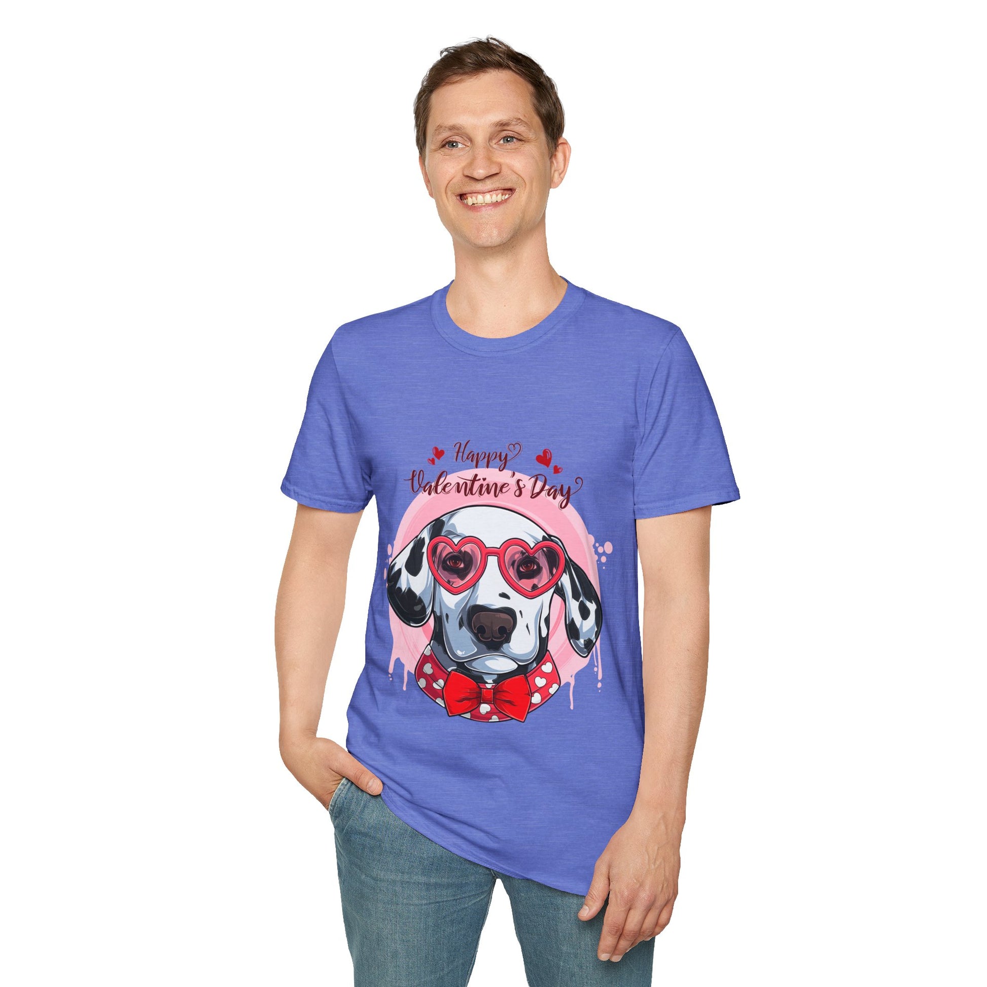 Happy Valentines Day Dalmatian - Unisex Softstyle T-Shirt - OCDandApparel