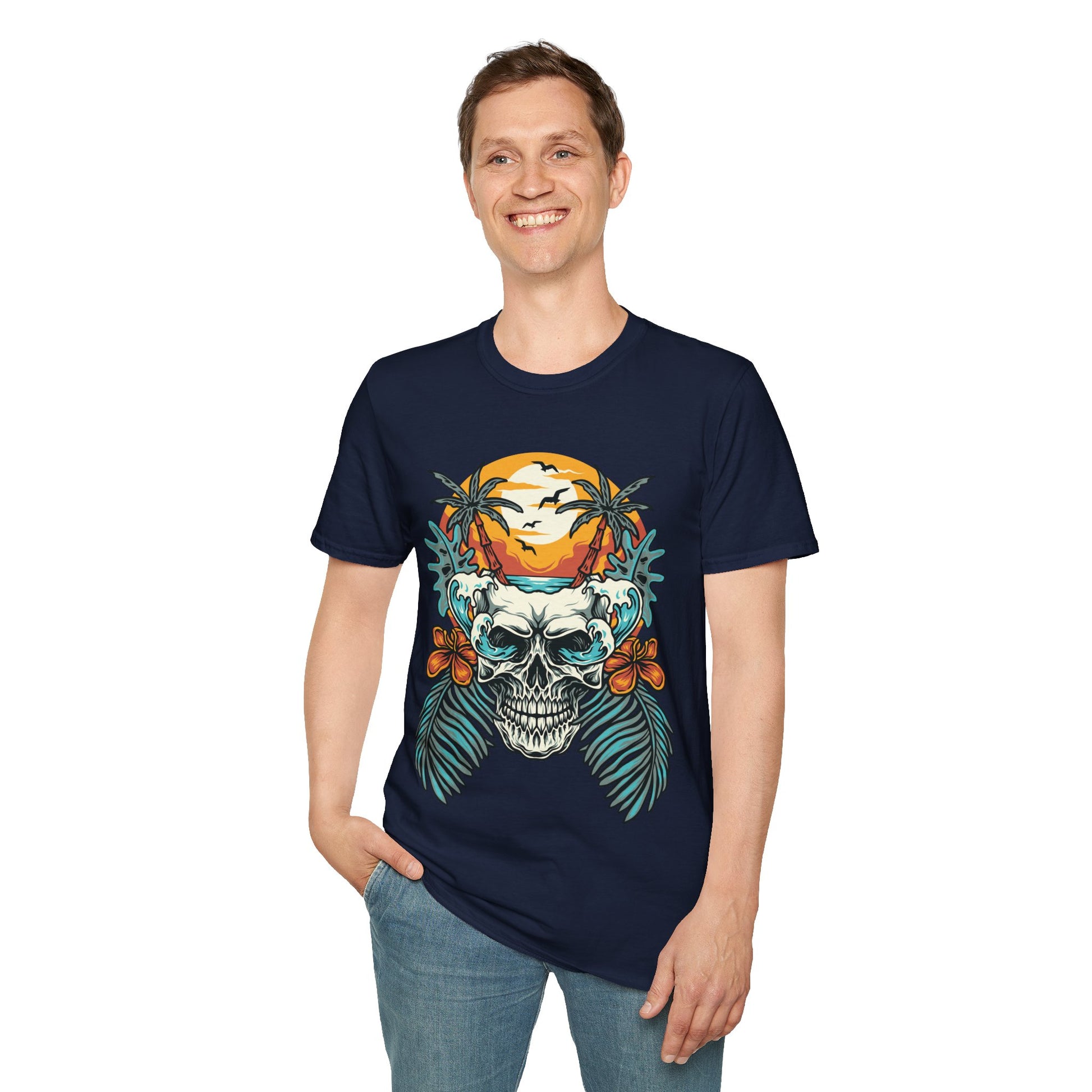 Summer Beach Skull - Unisex Softstyle T-Shirt - OCDandApparel