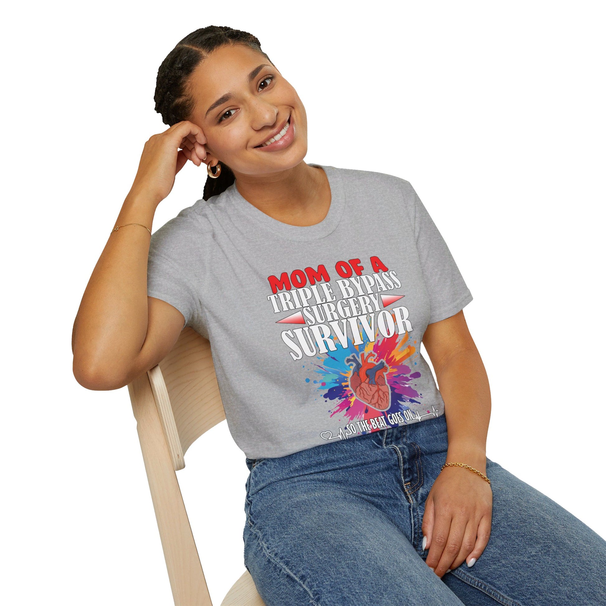 Mom of a Triple Bypass Surgery Survivor - Unisex Softstyle T-Shirt - OCDandApparel