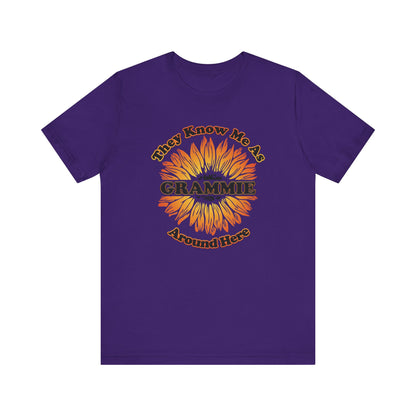 They Know Me As Grammie Around Here Sunflower - Unisex Jersey Short Sleeve Tee - OCDandApparel