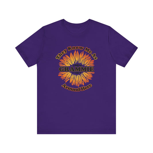They Know Me As Grammie Around Here Sunflower - Unisex Jersey Short Sleeve Tee - OCDandApparel