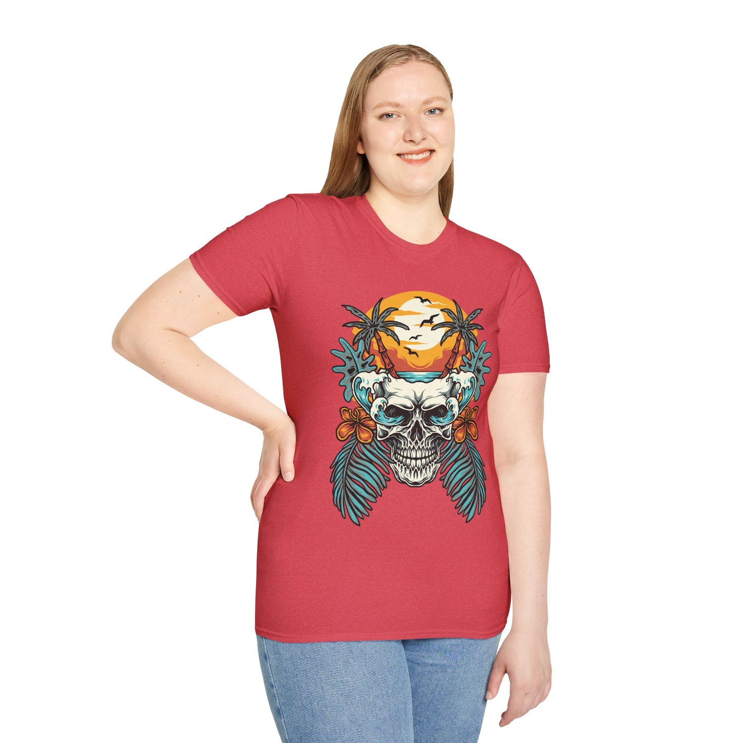 Summer Beach Skull - Unisex Softstyle T-Shirt - OCDandApparel