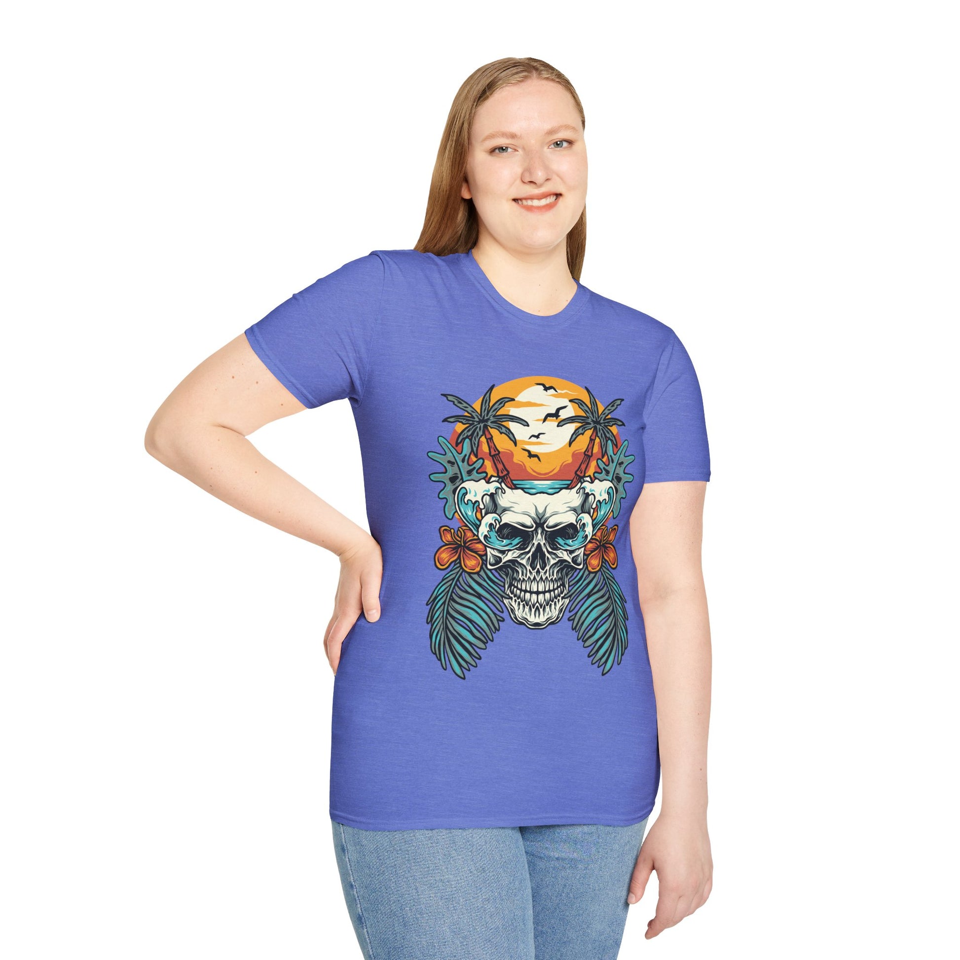 Summer Beach Skull - Unisex Softstyle T-Shirt - OCDandApparel