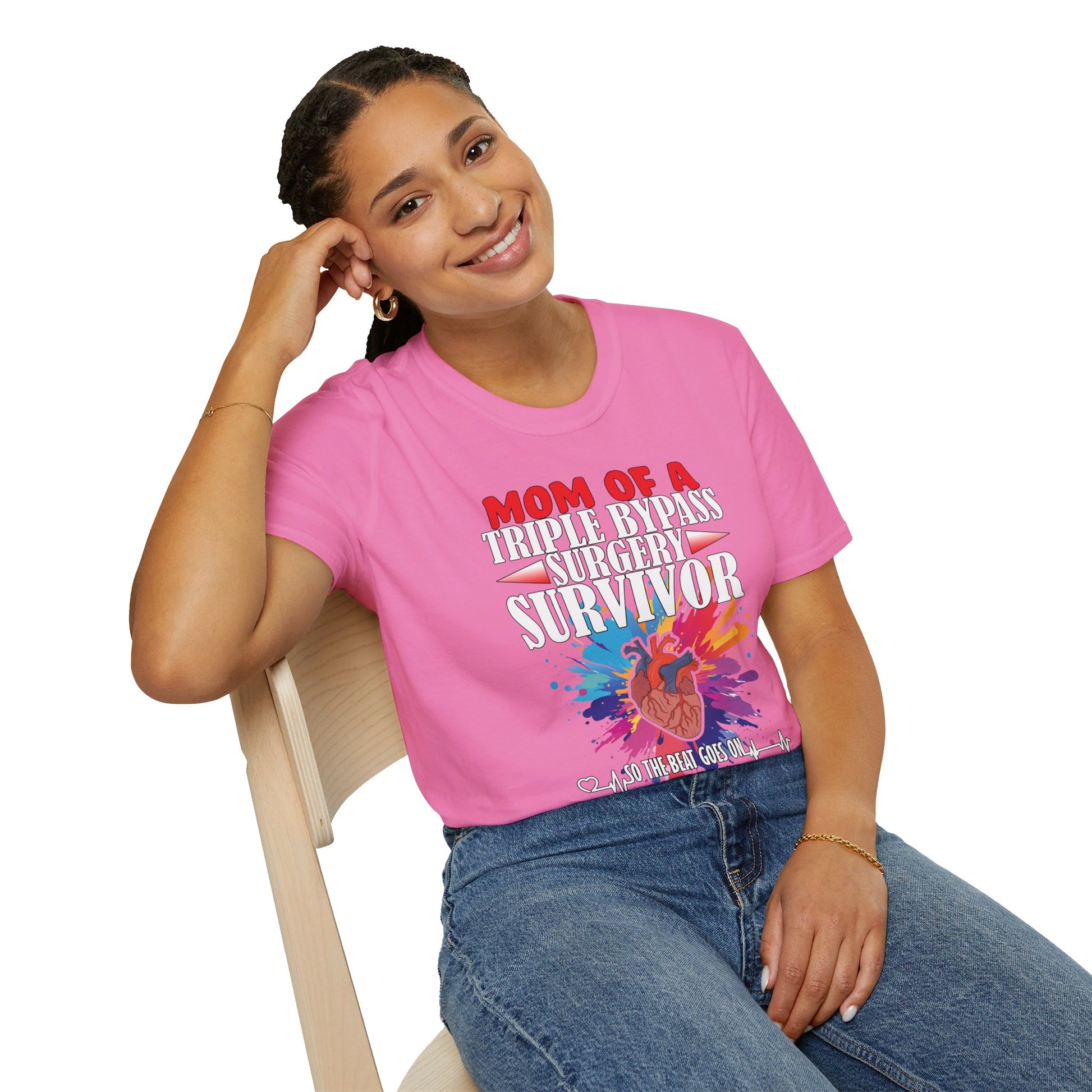 Mom of a Triple Bypass Surgery Survivor - Unisex Softstyle T-Shirt - OCDandApparel