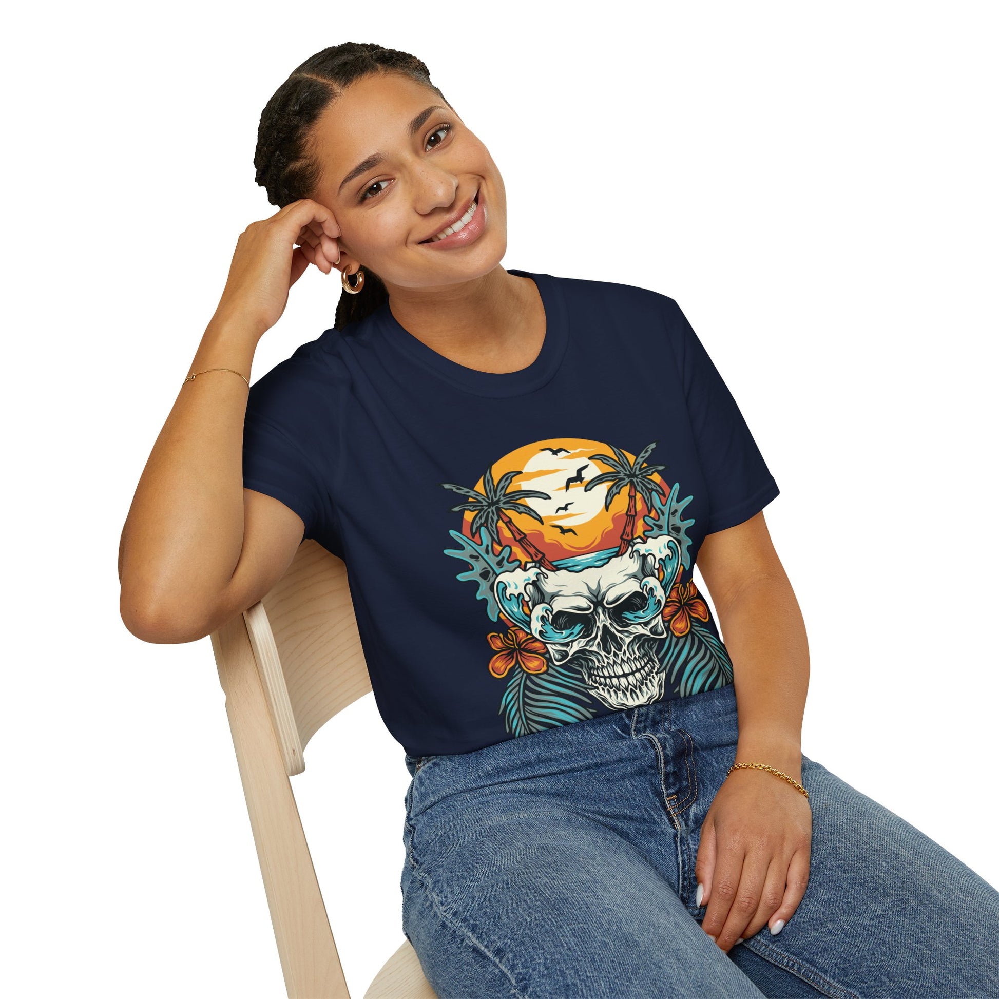 Summer Beach Skull - Unisex Softstyle T-Shirt - OCDandApparel