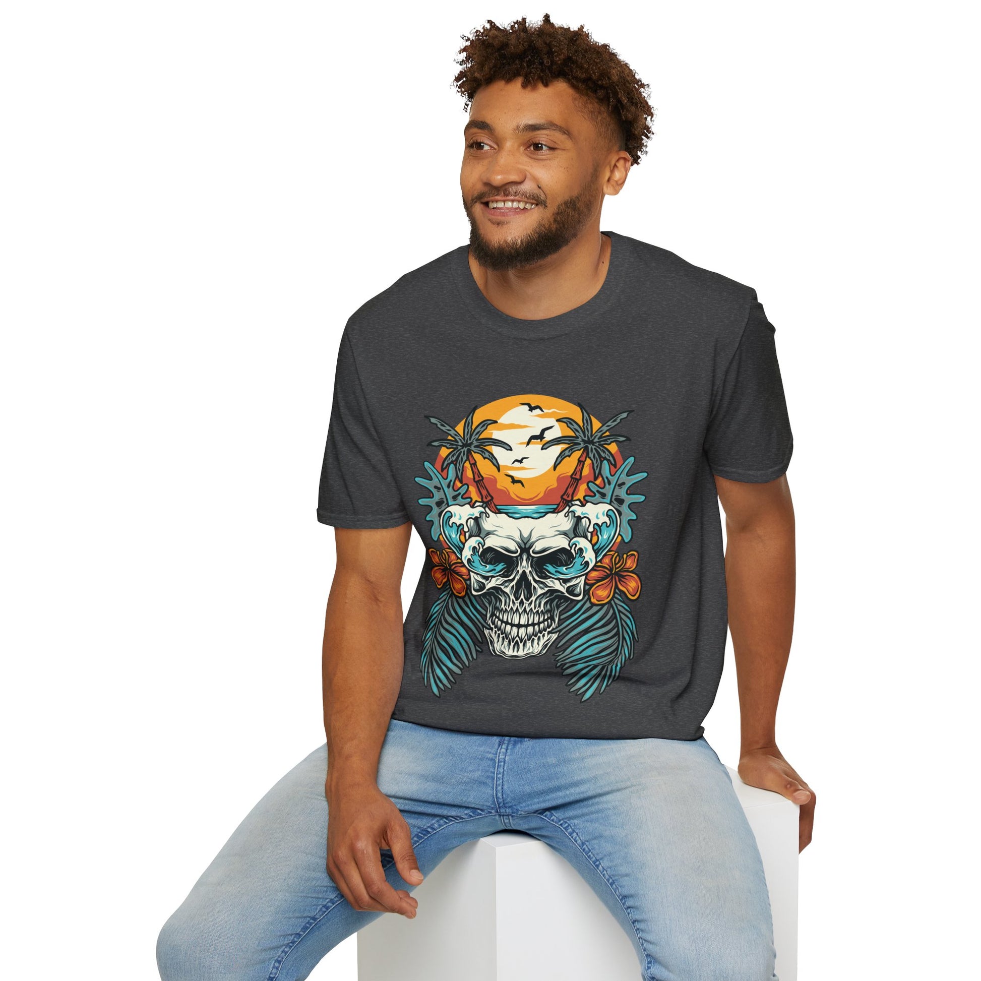 Summer Beach Skull - Unisex Softstyle T-Shirt - OCDandApparel