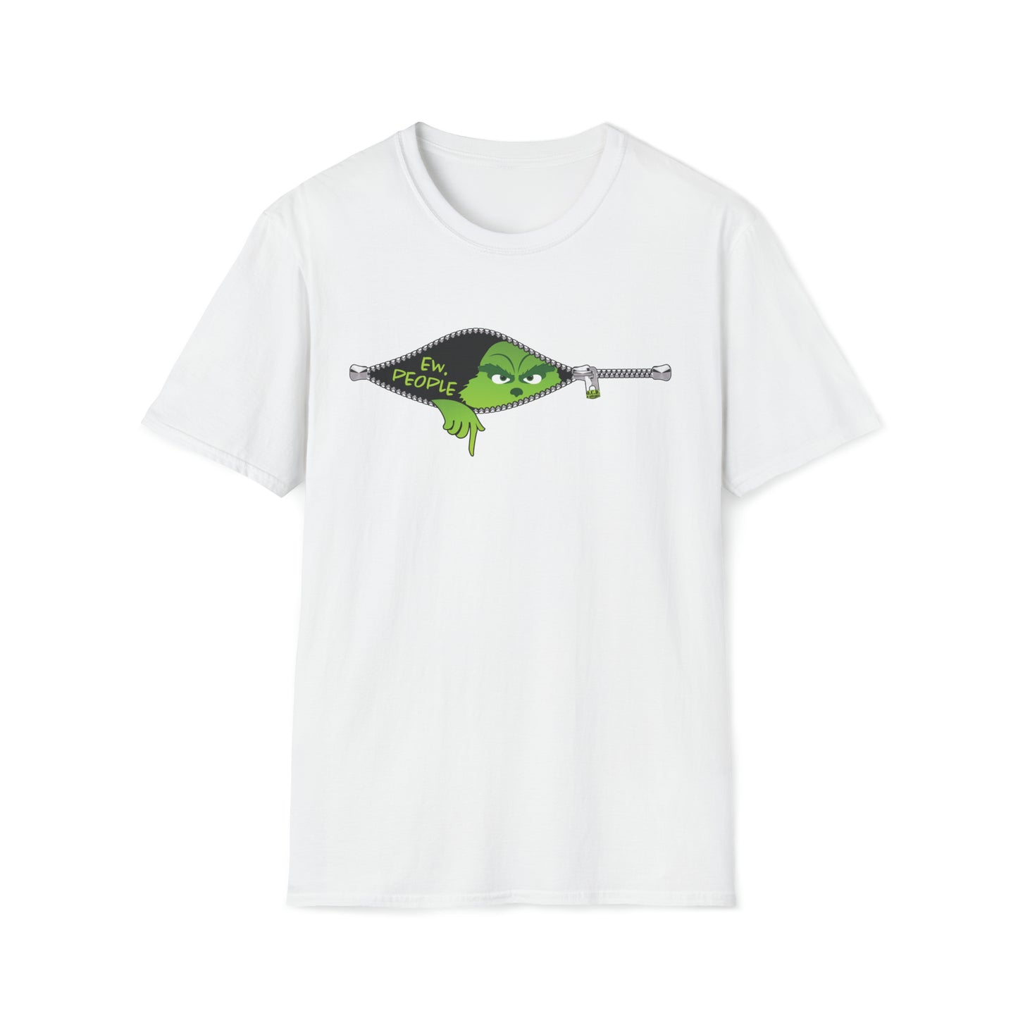 "Ew. People." Grinch in a Zipper Shirt - Unisex Softstyle T-Shirt - OCDandApparel