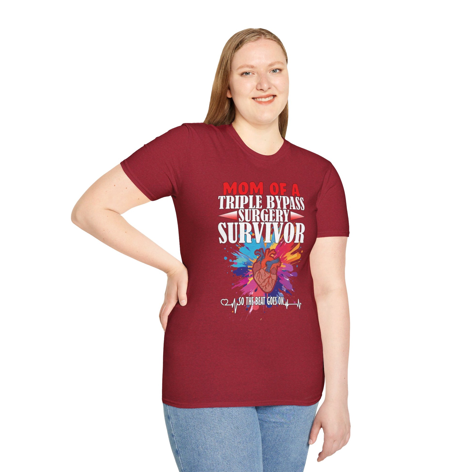 Mom of a Triple Bypass Surgery Survivor - Unisex Softstyle T-Shirt - OCDandApparel