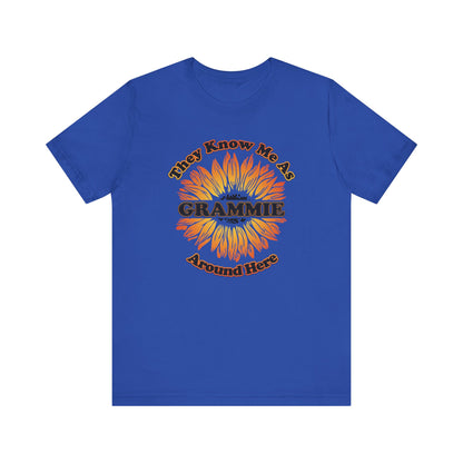 They Know Me As Grammie Around Here Sunflower - Unisex Jersey Short Sleeve Tee - OCDandApparel
