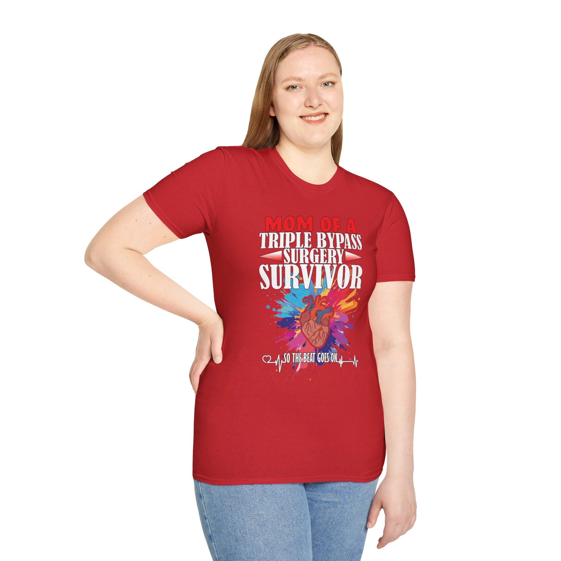 Mom of a Triple Bypass Surgery Survivor - Unisex Softstyle T-Shirt - OCDandApparel