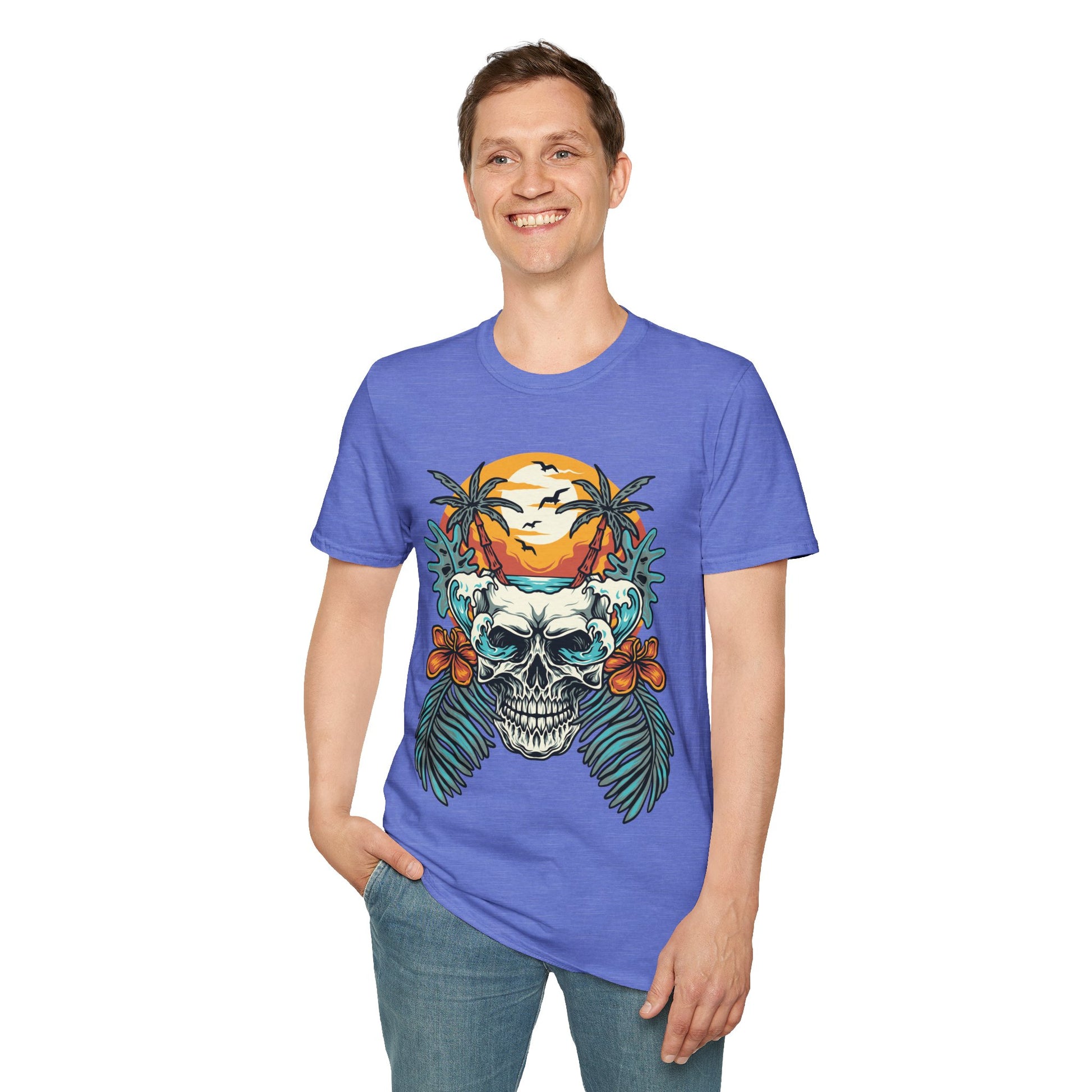 Summer Beach Skull - Unisex Softstyle T-Shirt - OCDandApparel