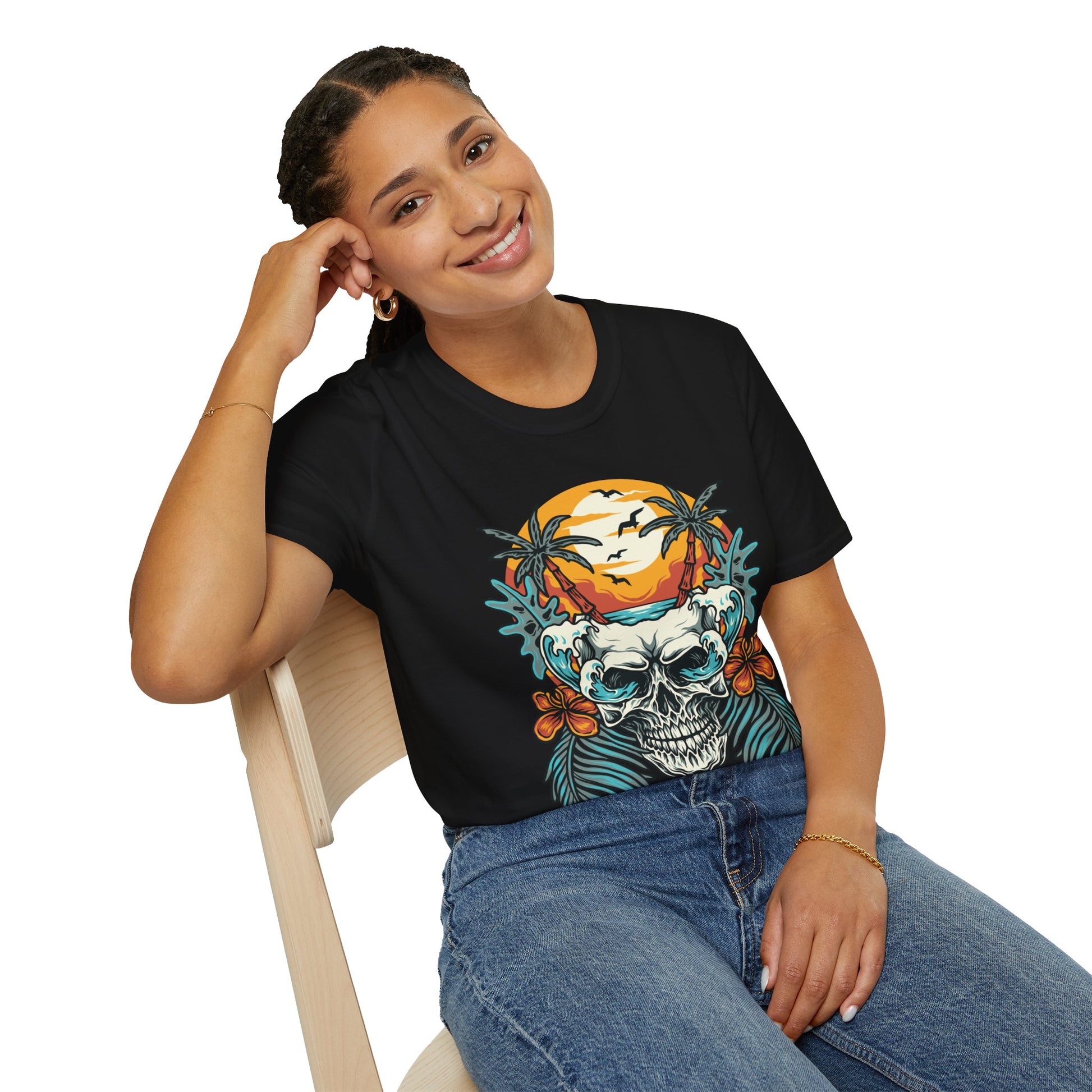 Summer Beach Skull - Unisex Softstyle T-Shirt - OCDandApparel