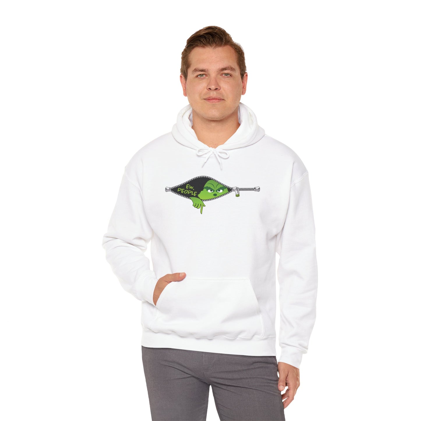 "Ew. People." Grinch Hoodie - Unisex Heavy Blend™ Hooded Sweatshirt - OCDandApparel
