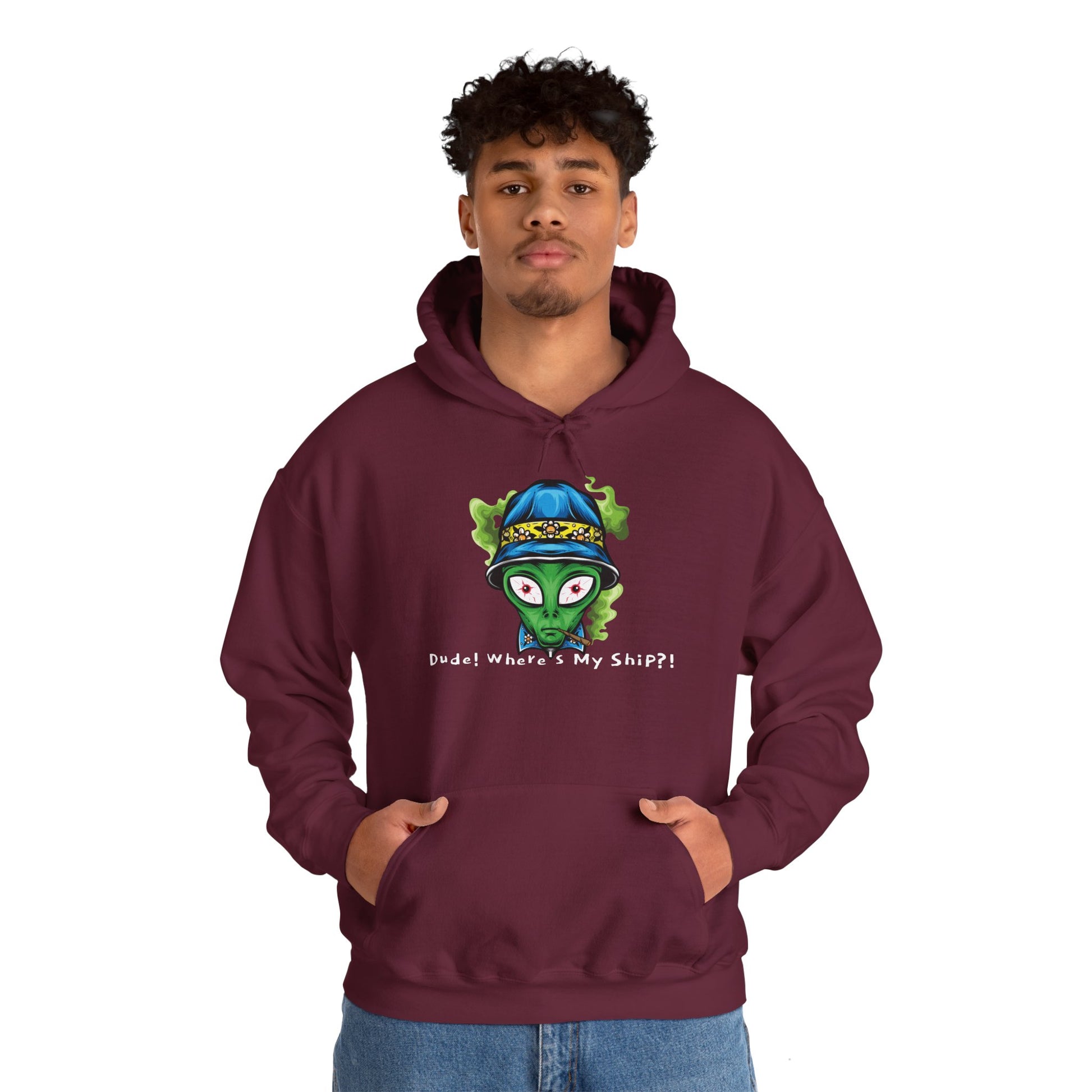 Smokin Alien - Dude, Where's My Ship? - Unisex Heavy Blend™ Hooded Sweatshirt - OCDandApparel