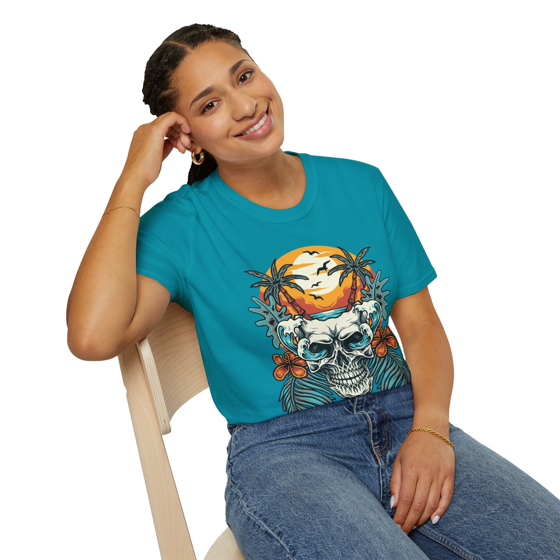 Summer Beach Skull - Unisex Softstyle T-Shirt - OCDandApparel