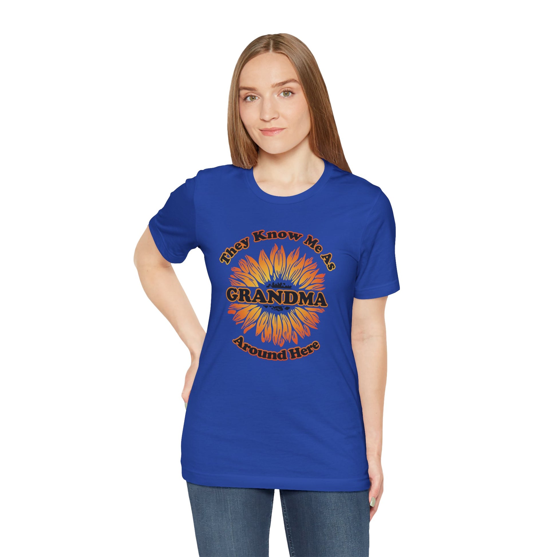 They Know Me As Grandma Around Here Sunflower - Unisex Jersey Short Sleeve Tee - OCDandApparel