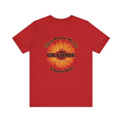They Know Me As Grammie Around Here Sunflower - Unisex Jersey Short Sleeve Tee - OCDandApparel