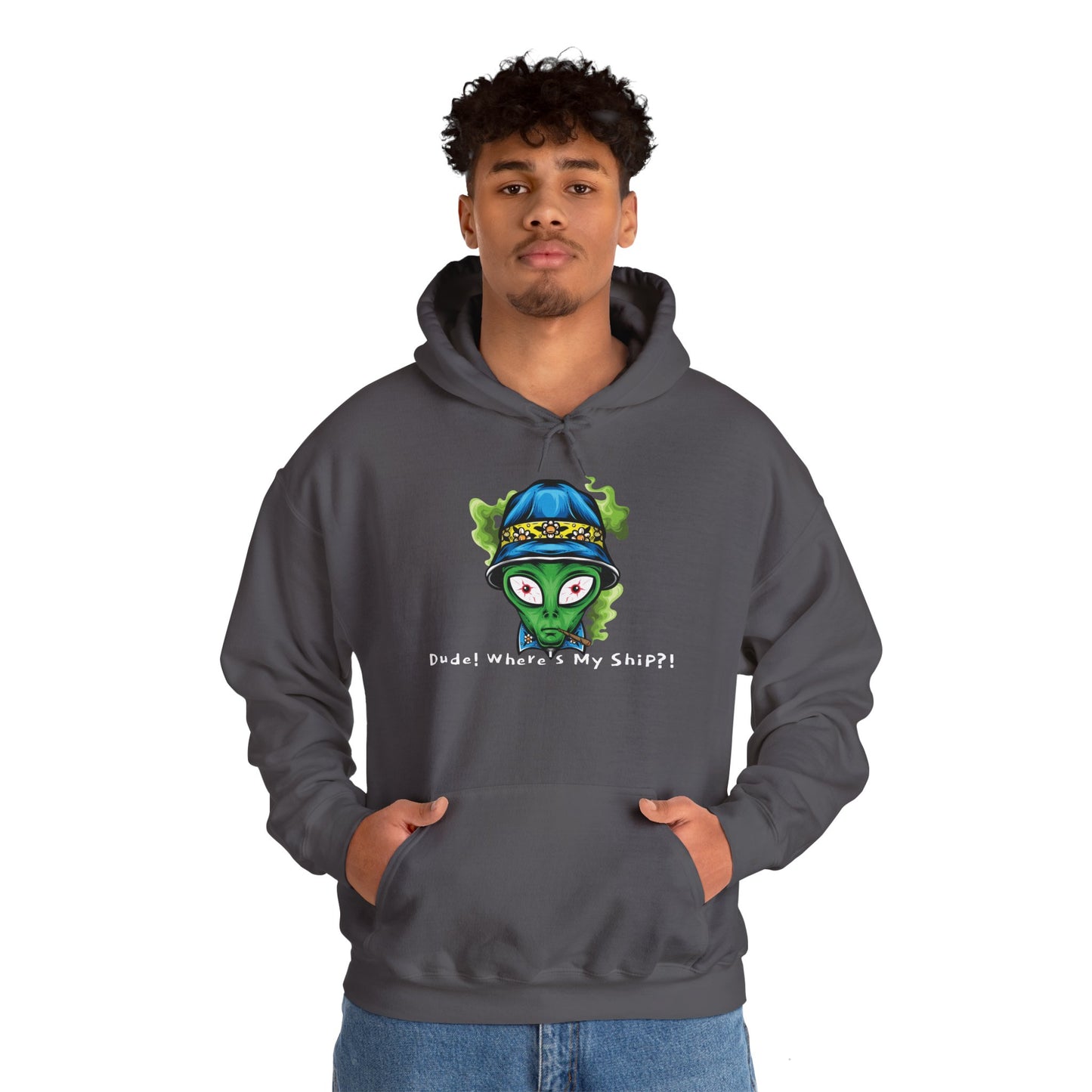 Smokin Alien - Dude, Where's My Ship? - Unisex Heavy Blend™ Hooded Sweatshirt - OCDandApparel