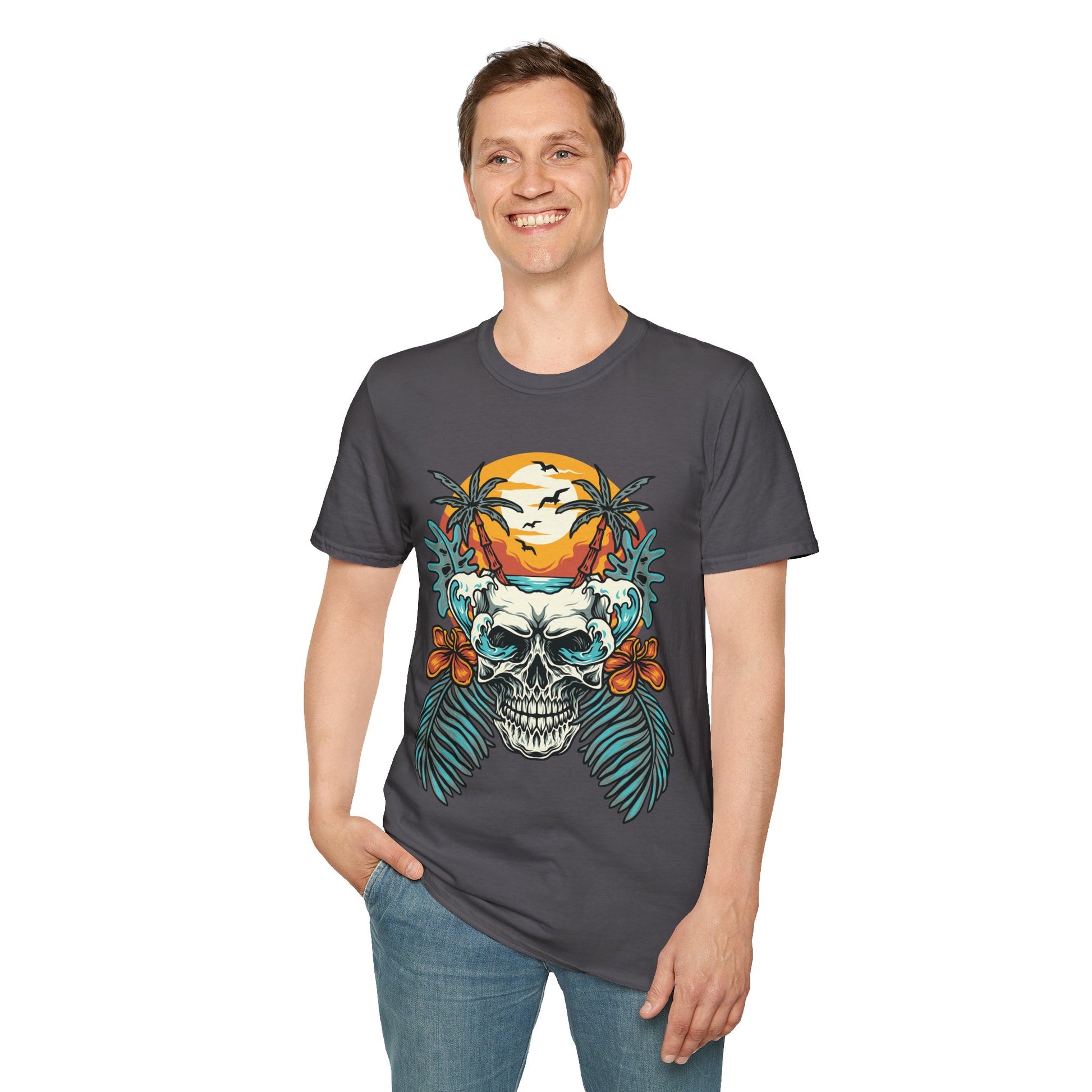 Summer Beach Skull - Unisex Softstyle T-Shirt - OCDandApparel