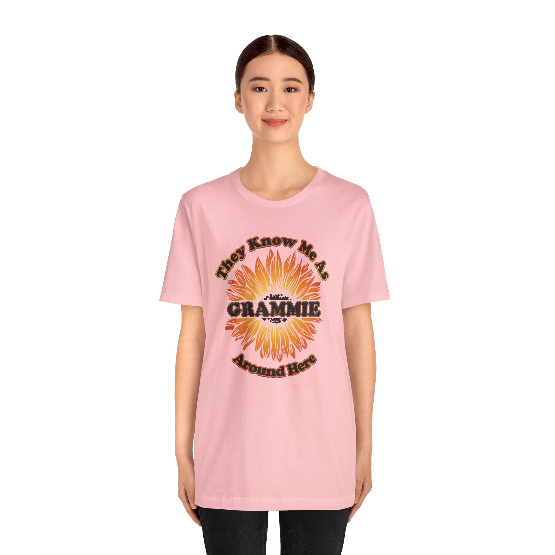 They Know Me As Grammie Around Here Sunflower - Unisex Jersey Short Sleeve Tee - OCDandApparel