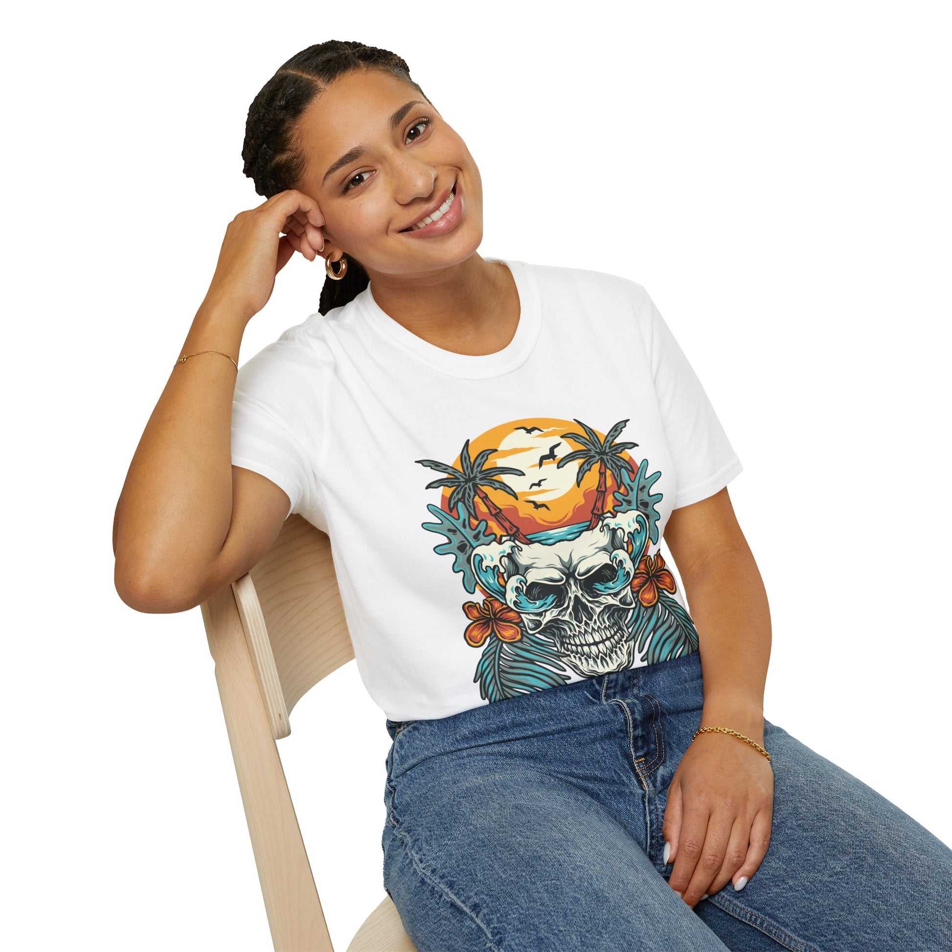 Summer Beach Skull - Unisex Softstyle T-Shirt - OCDandApparel