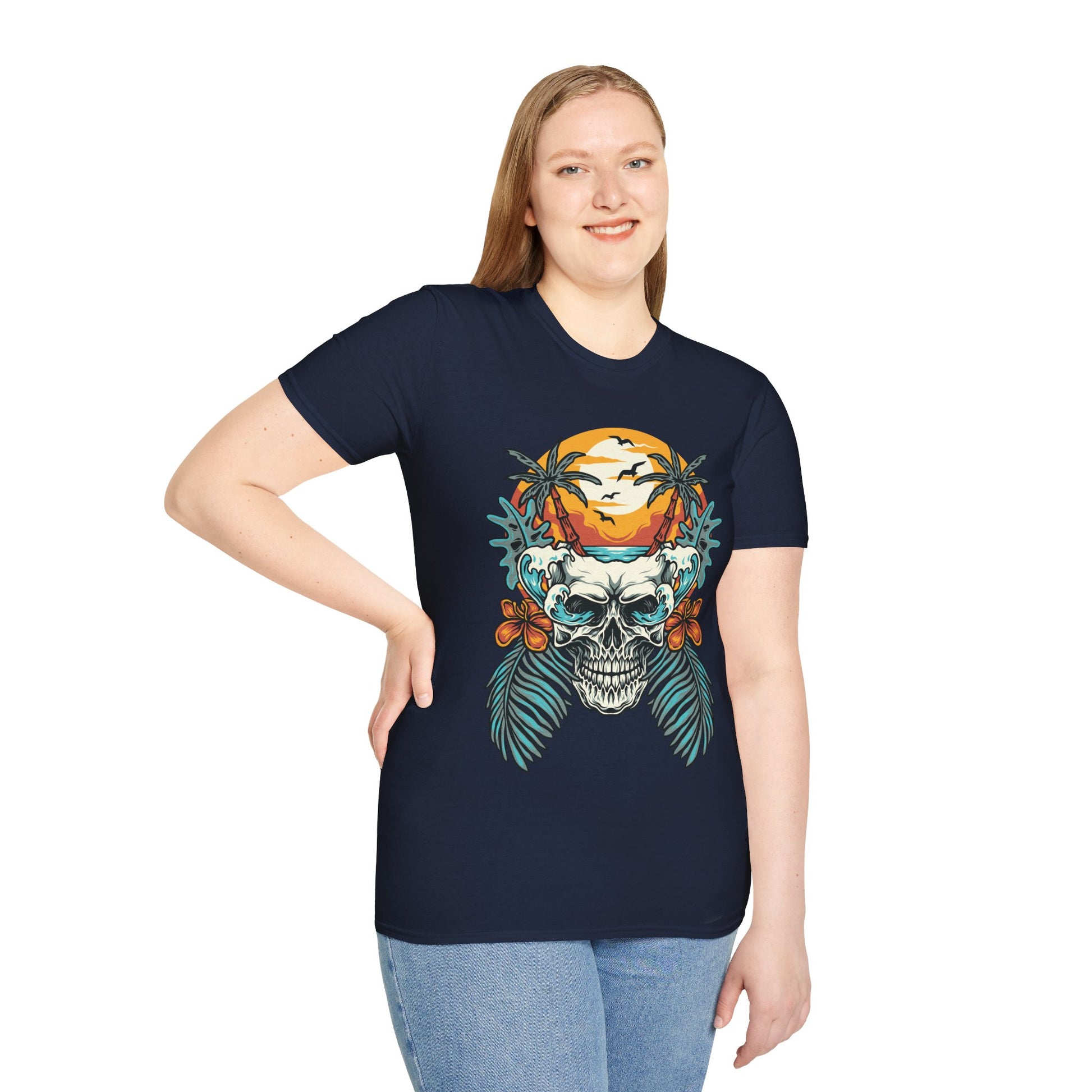 Summer Beach Skull - Unisex Softstyle T-Shirt - OCDandApparel