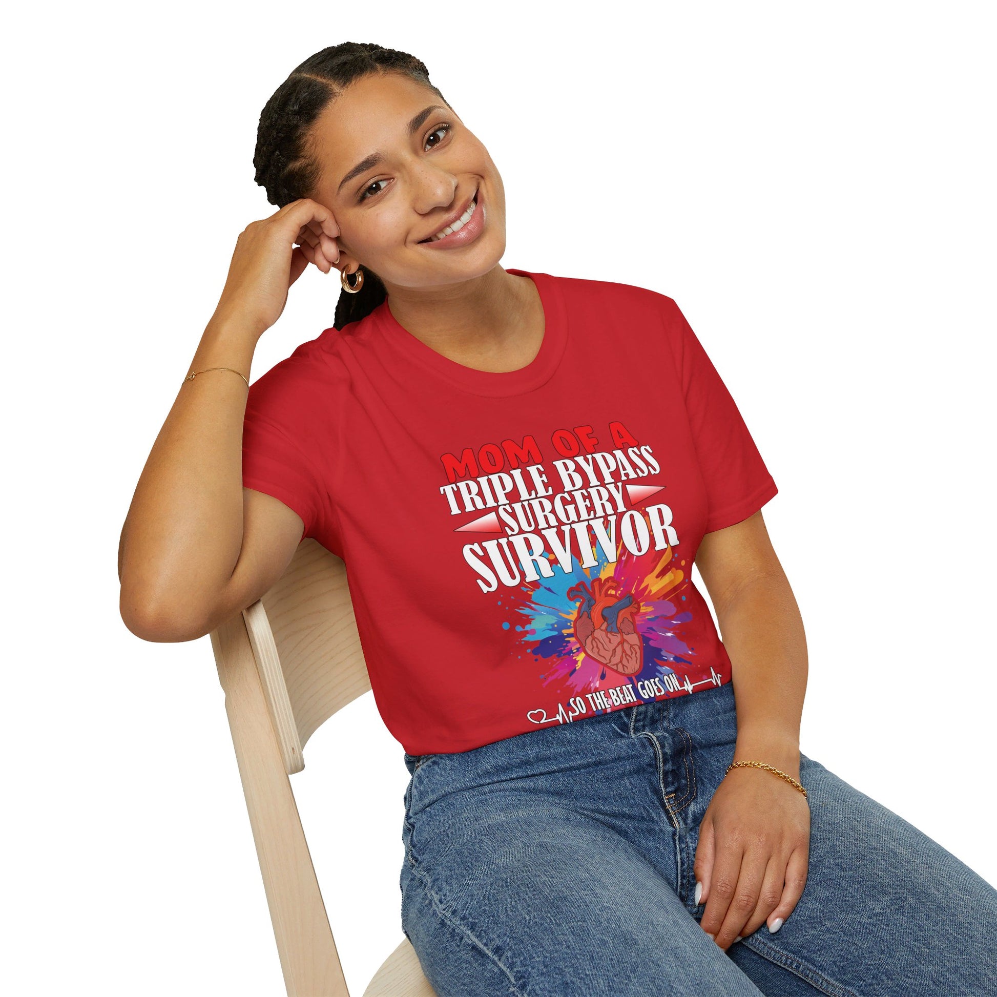 Mom of a Triple Bypass Surgery Survivor - Unisex Softstyle T-Shirt - OCDandApparel