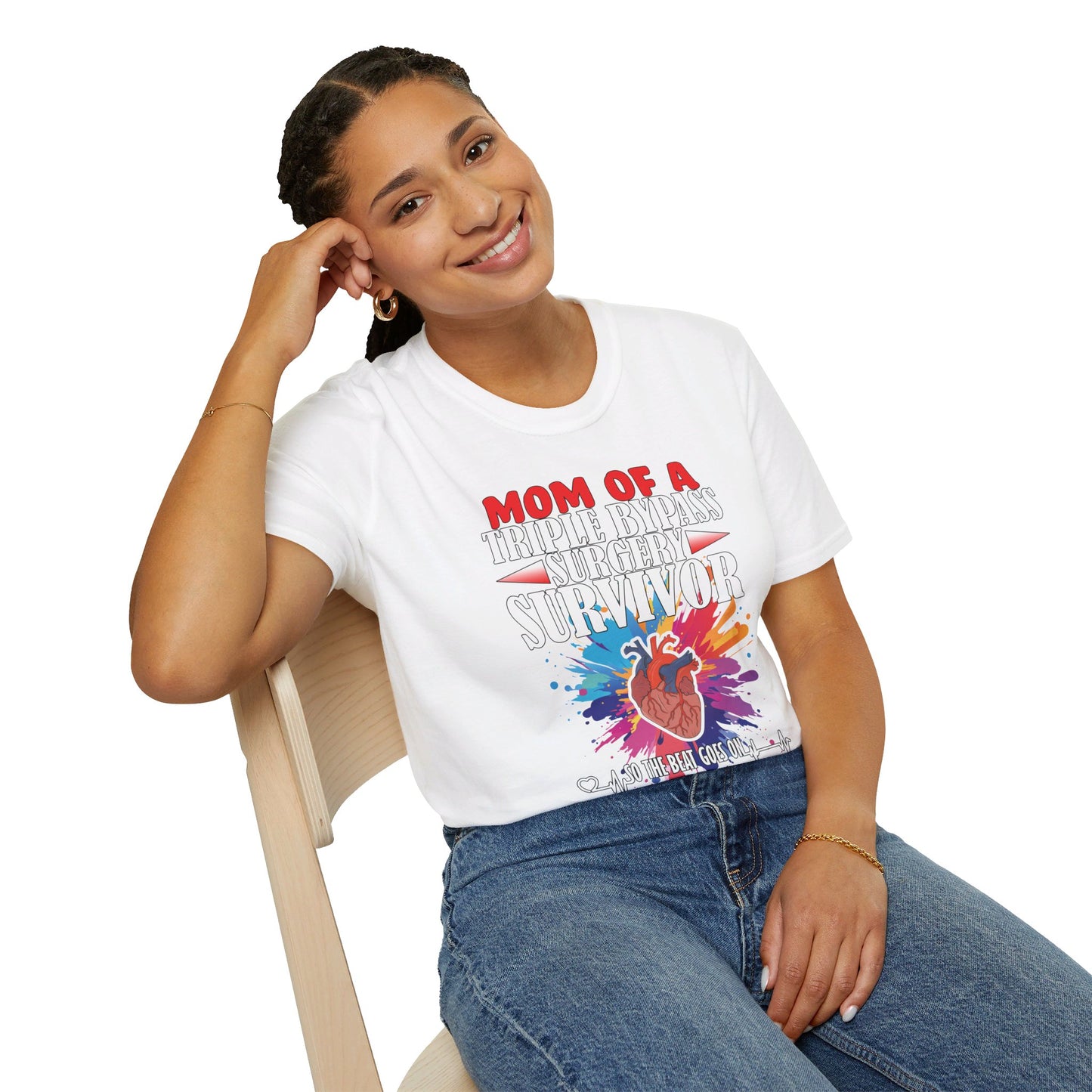 Mom of a Triple Bypass Surgery Survivor - Unisex Softstyle T-Shirt - OCDandApparel