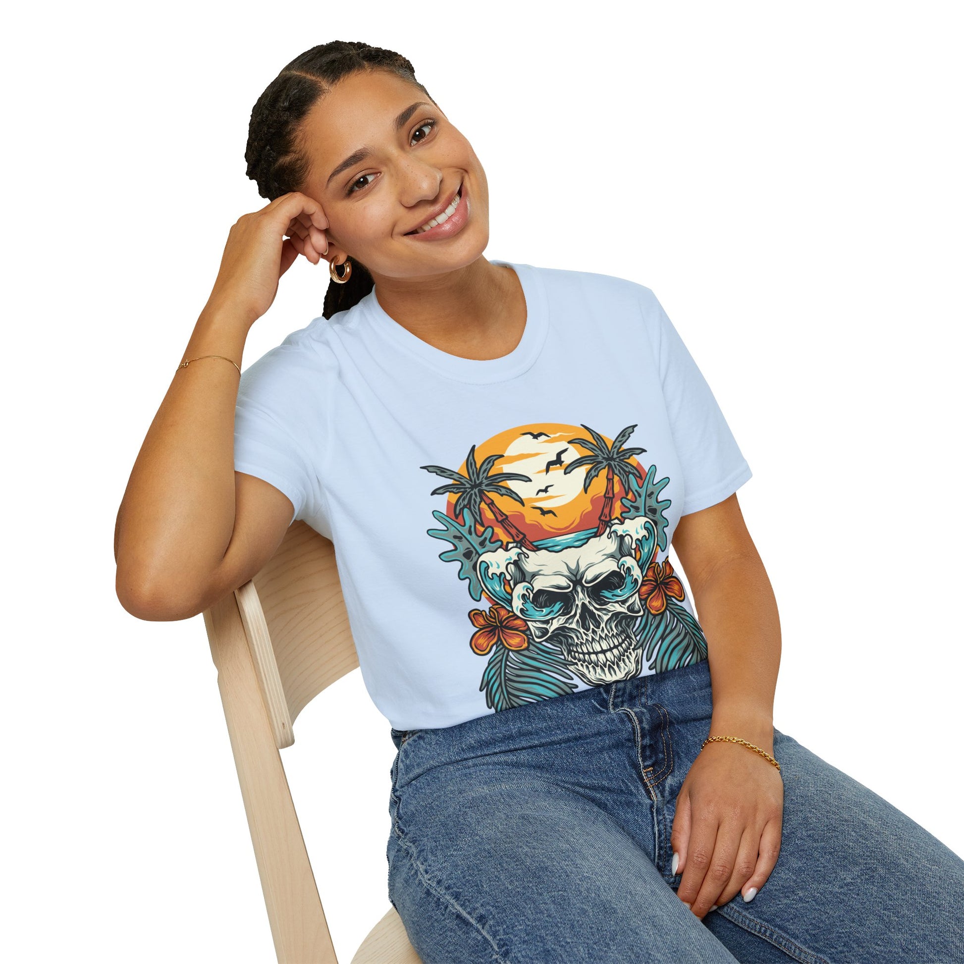 Summer Beach Skull - Unisex Softstyle T-Shirt - OCDandApparel