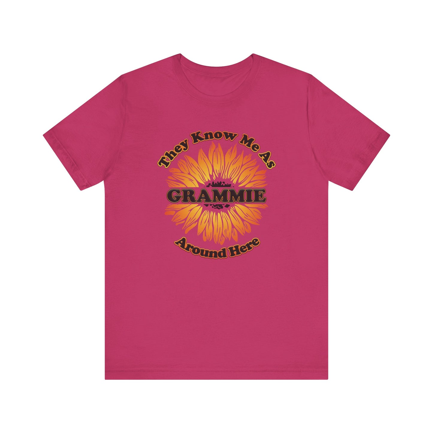 They Know Me As Grammie Around Here Sunflower - Unisex Jersey Short Sleeve Tee - OCDandApparel